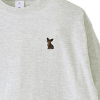 ロングスリーブTシャツ薄手 刺繍 "チワワ チョコタン" ash image