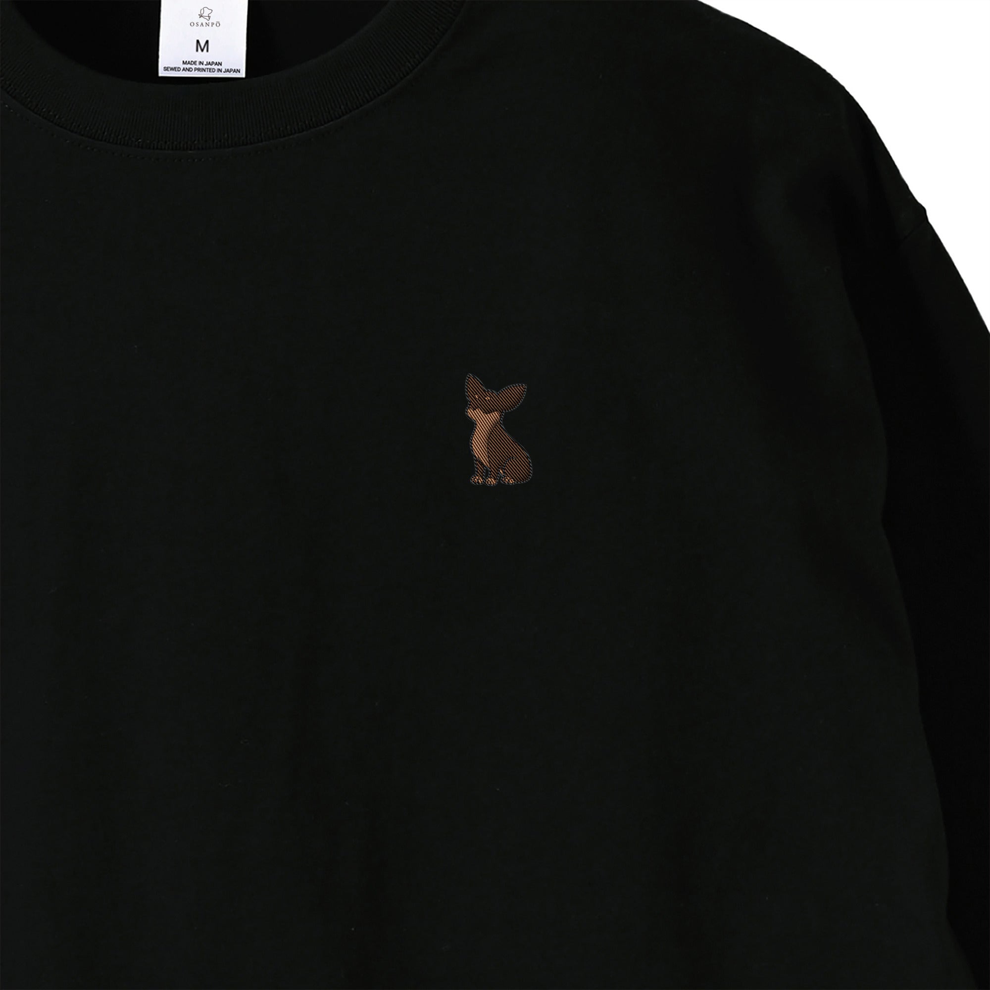 ロングスリーブTシャツ薄手 刺繍 "チワワ チョコタン" black image