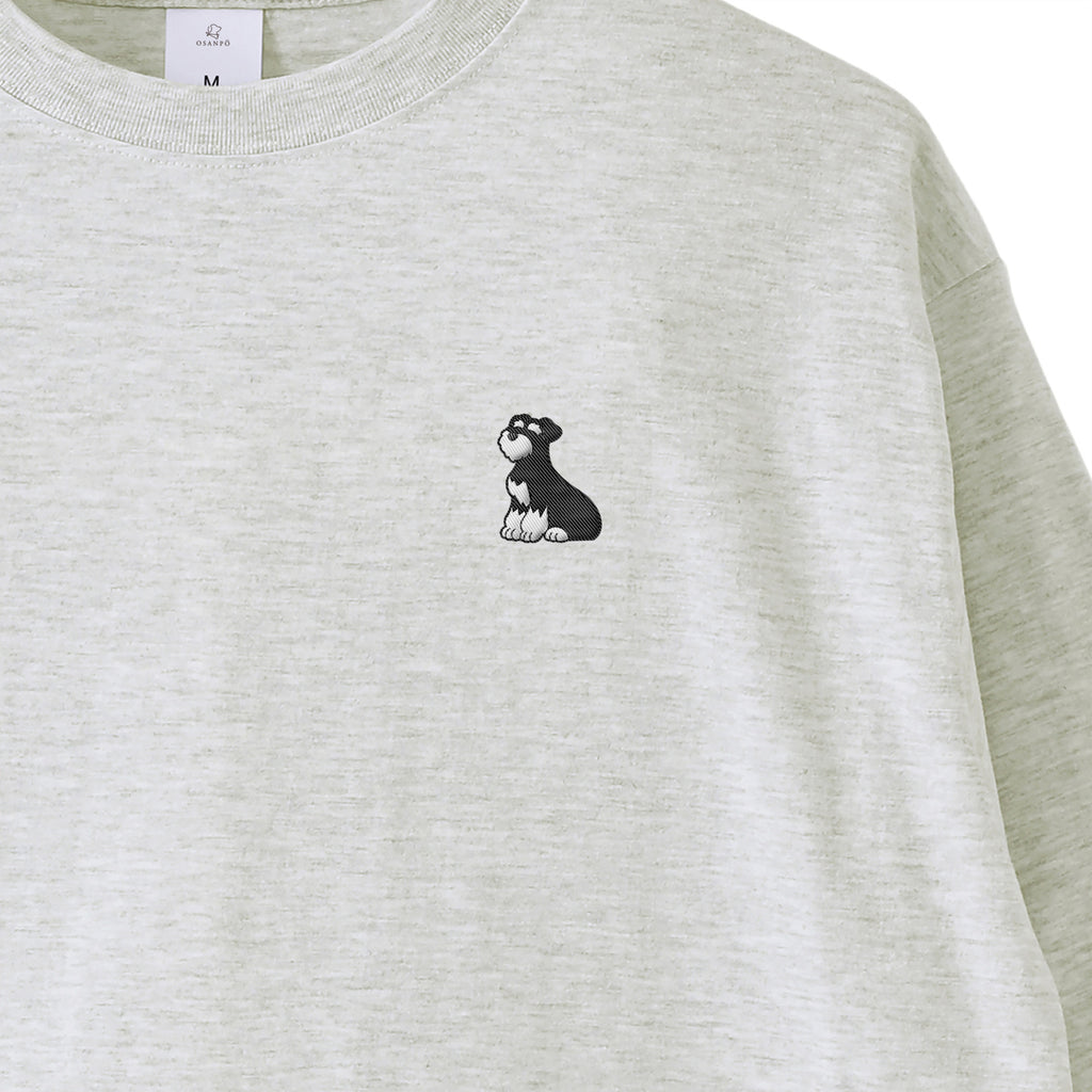 ロングスリーブTシャツ薄手 刺繍 "シュナウザー ブラック&シルバー" ash image