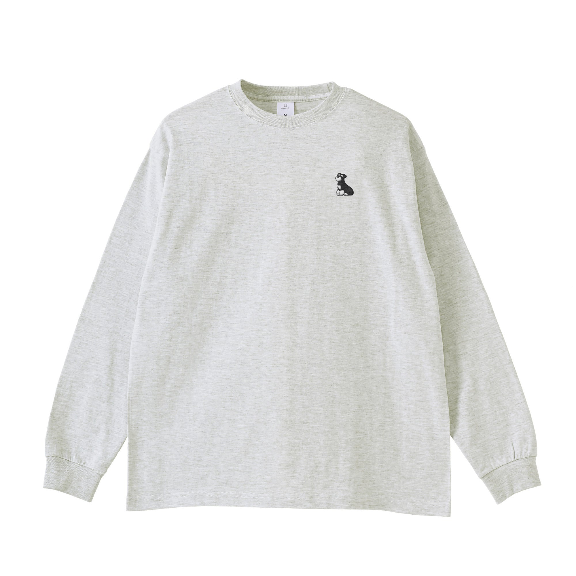 ロングスリーブTシャツ薄手 刺繍 "シュナウザー ブラック&シルバー" ash image
