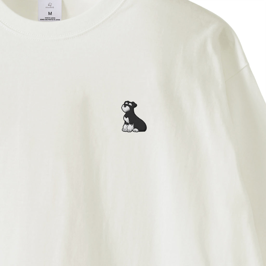 ロングスリーブTシャツ薄手 刺繍 "シュナウザー ブラック&シルバー" white image