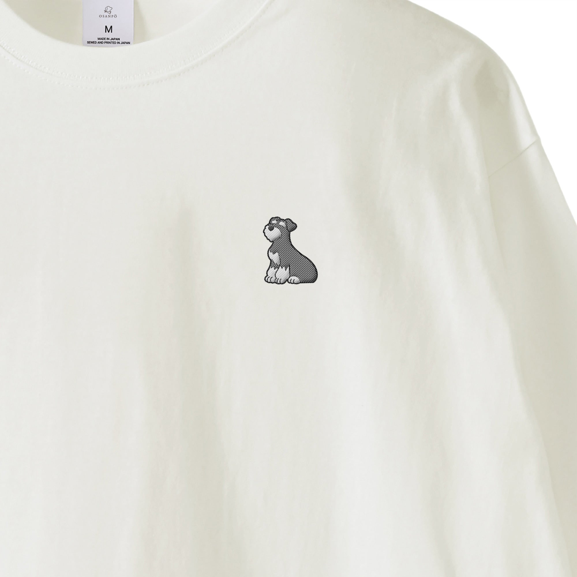 ロングスリーブTシャツ薄手 刺繍 "シュナウザー ソルト&ペッパー" white image