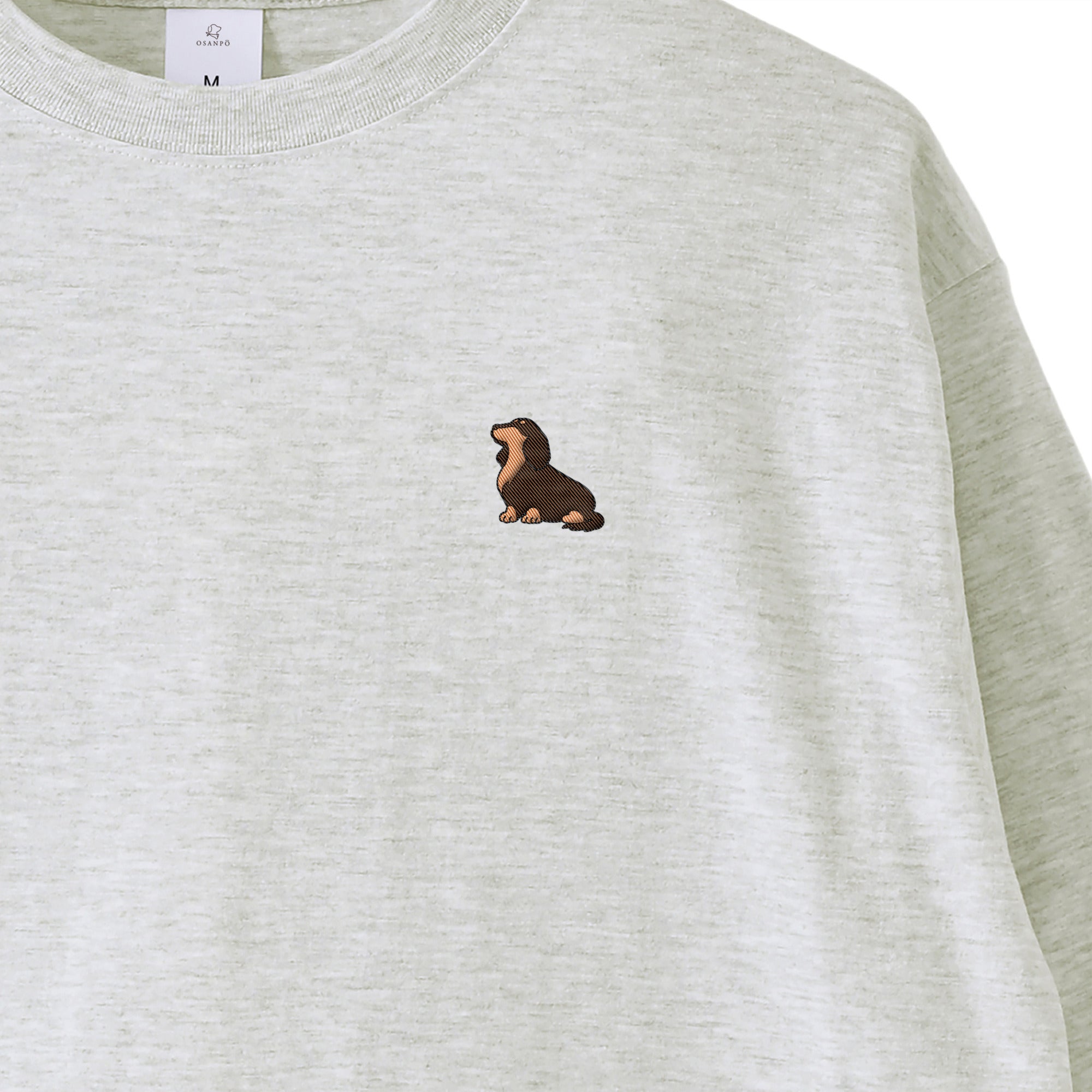 ロングスリーブTシャツ薄手 刺繍 "ダックス チョコタン" ash image