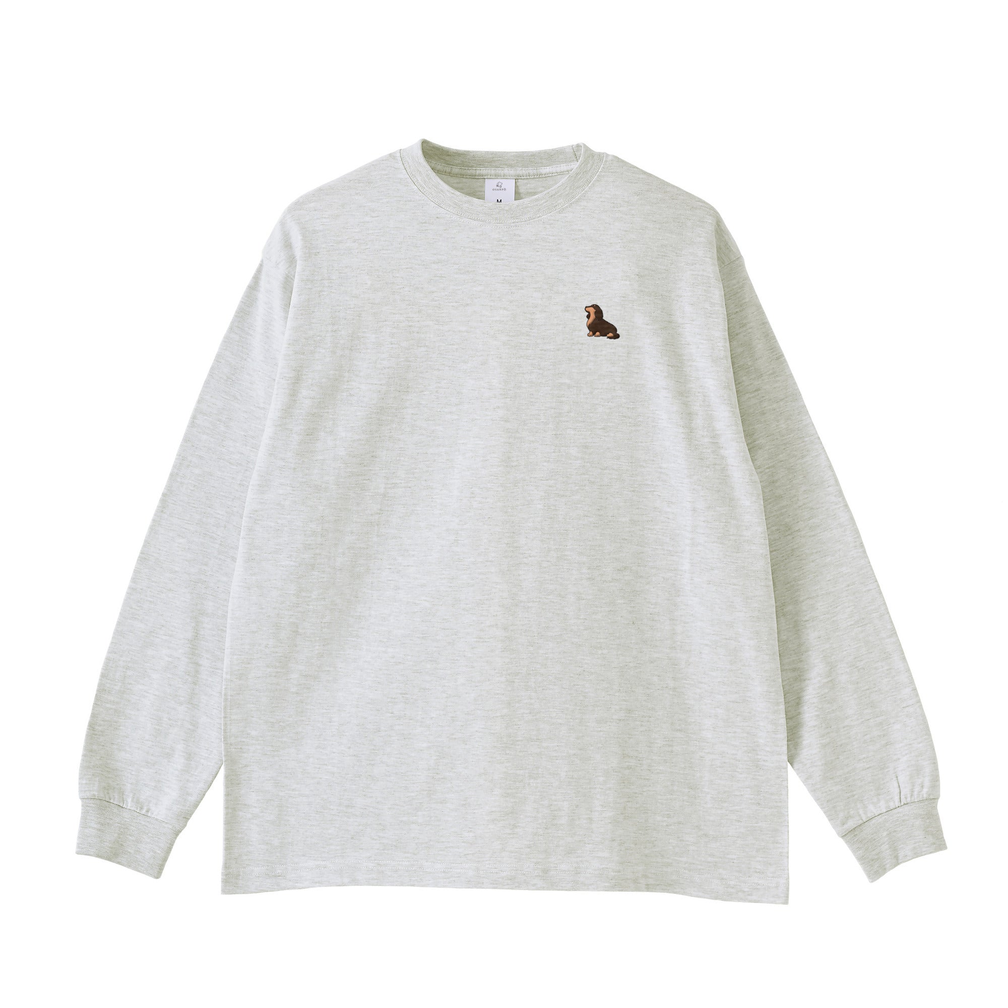 ロングスリーブTシャツ薄手 刺繍 "ダックス チョコタン" ash image
