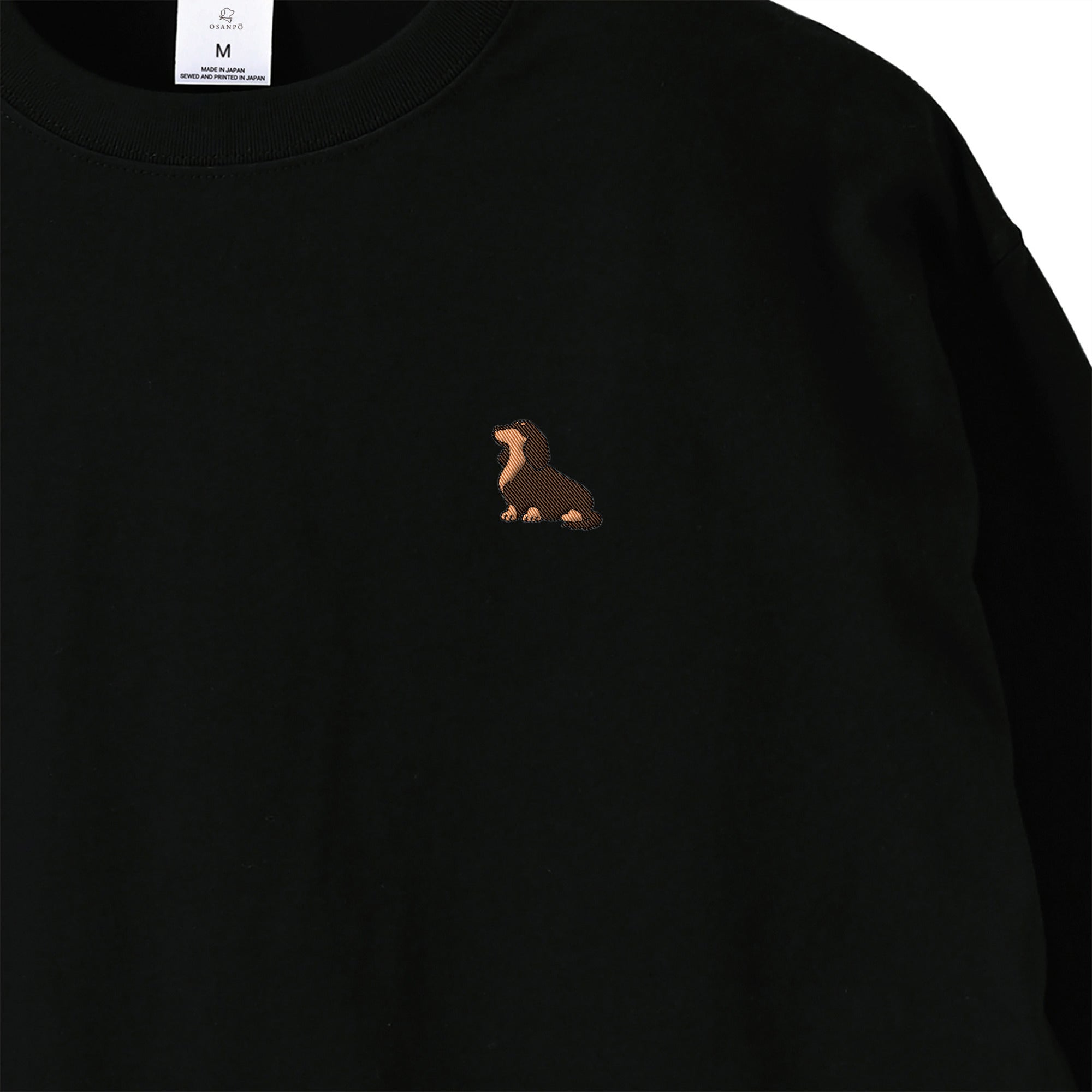 ロングスリーブTシャツ薄手 刺繍 "ダックス チョコタン" black image