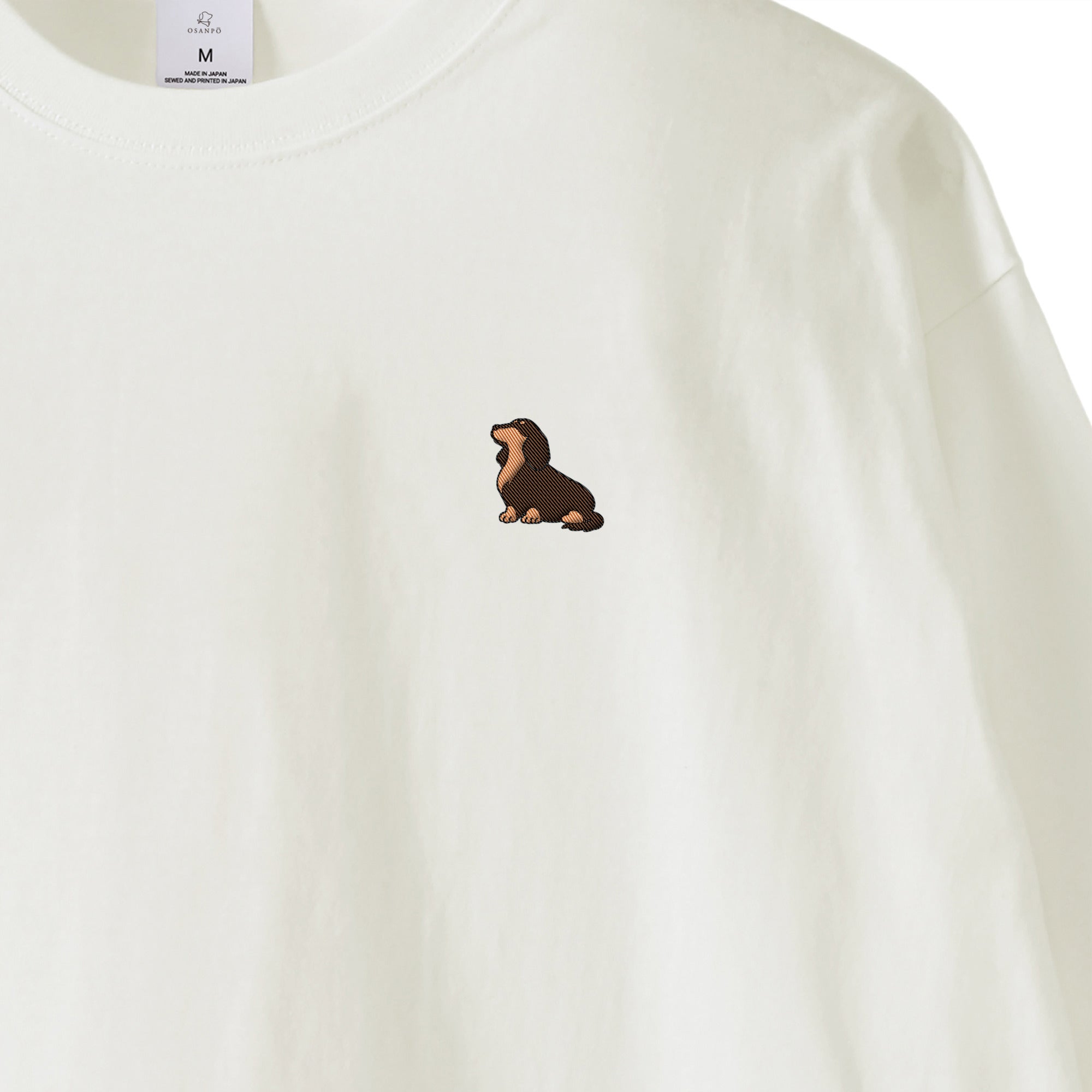 ロングスリーブTシャツ薄手 刺繍 "ダックス チョコタン" white image