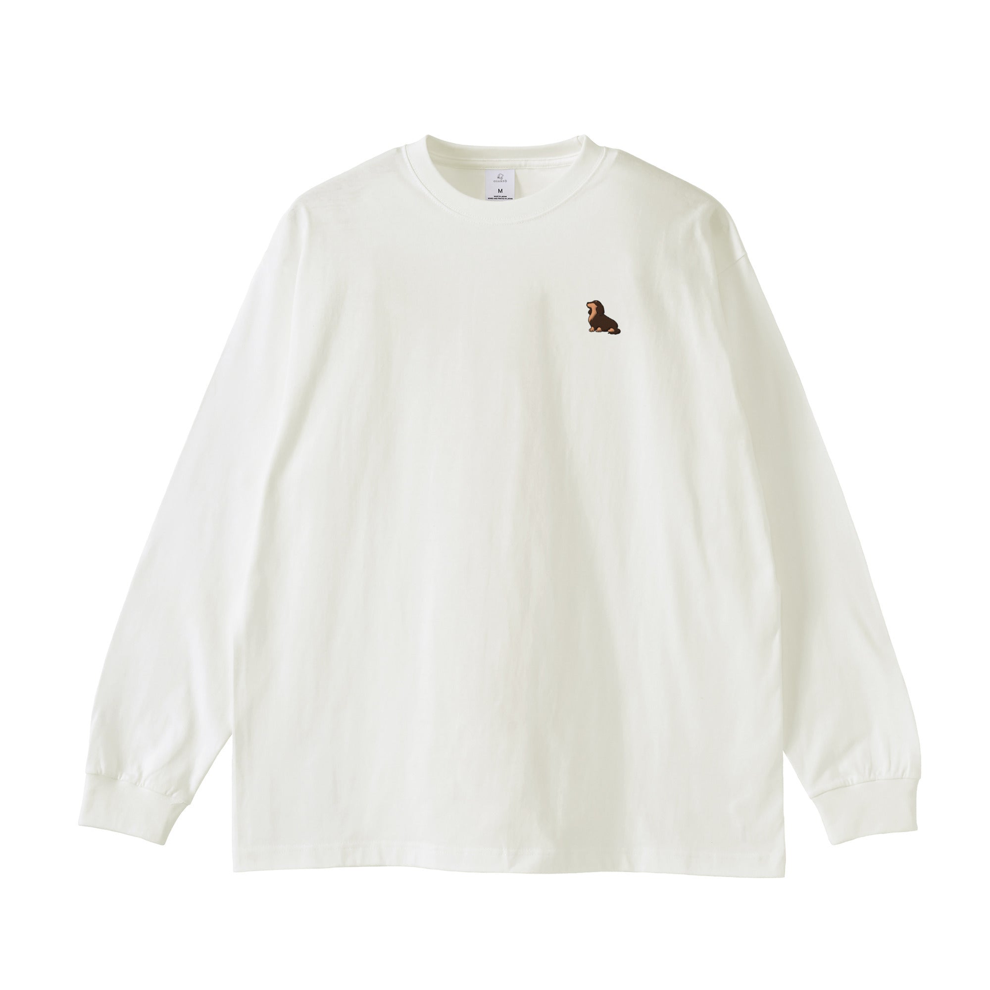 ロングスリーブTシャツ薄手 刺繍 "ダックス チョコタン" white image
