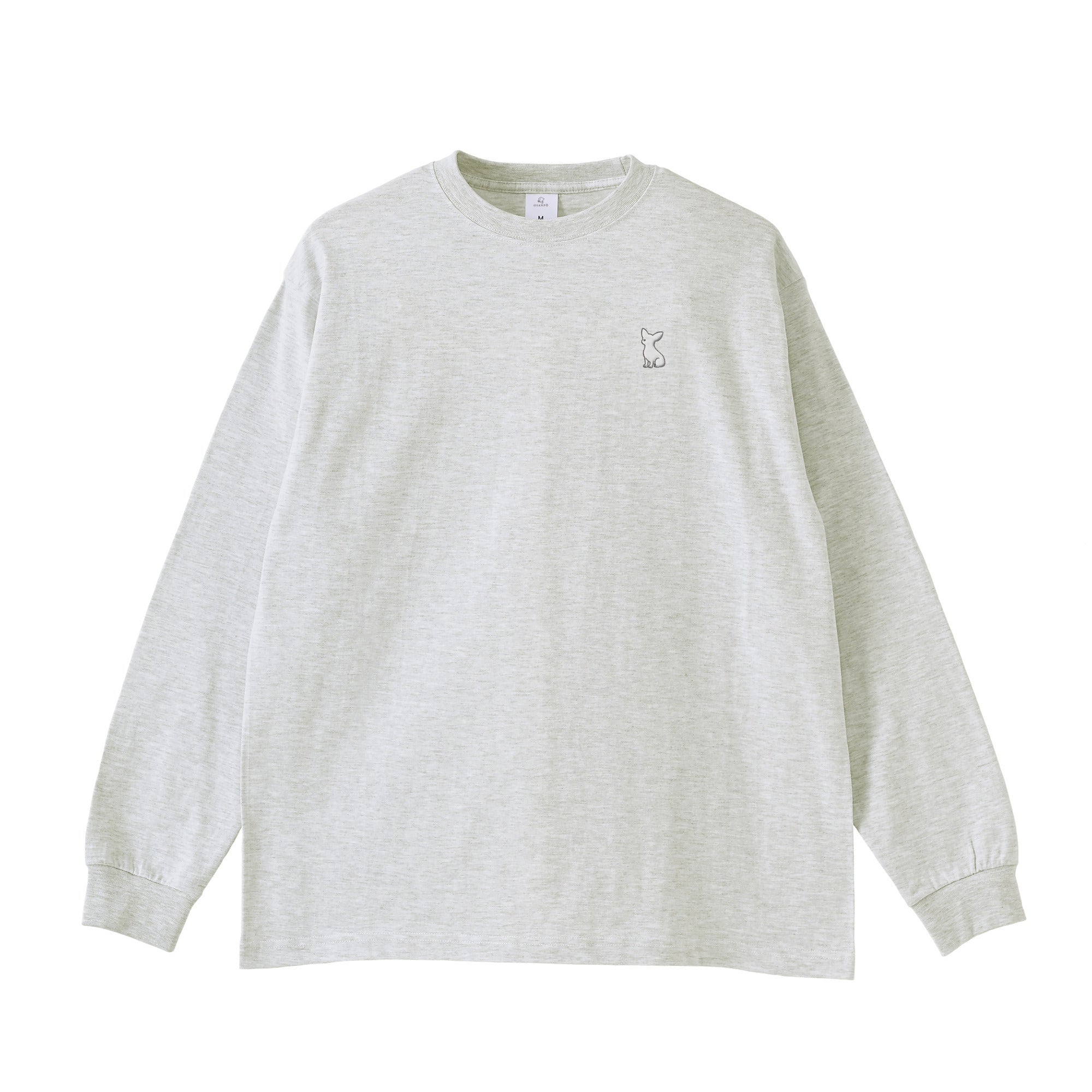 ロングスリーブTシャツ 薄手 刺繍  "チワワ ホワイト" ash image