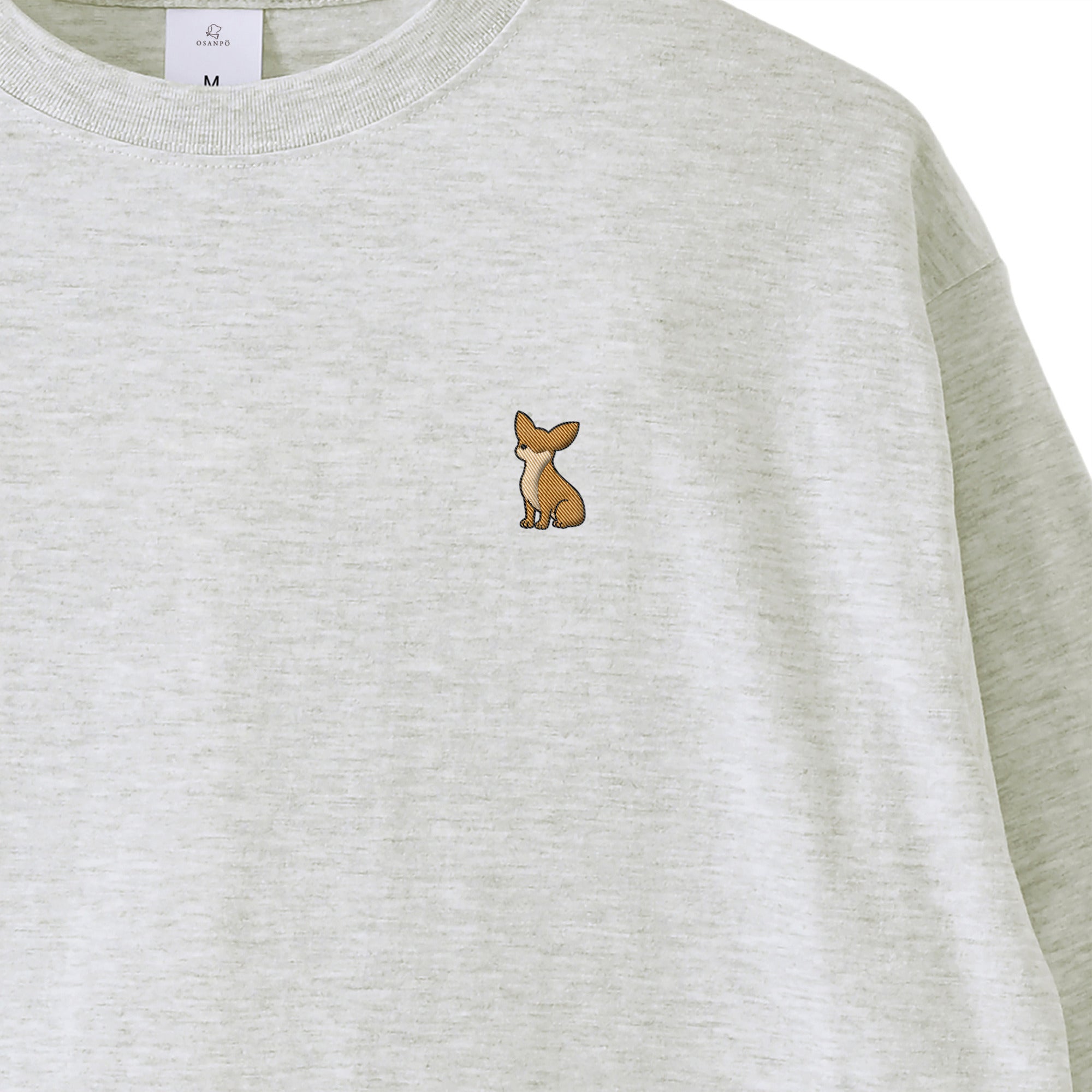 ロングスリーブTシャツ 薄手 刺繍 "チワワ レッド" ash image