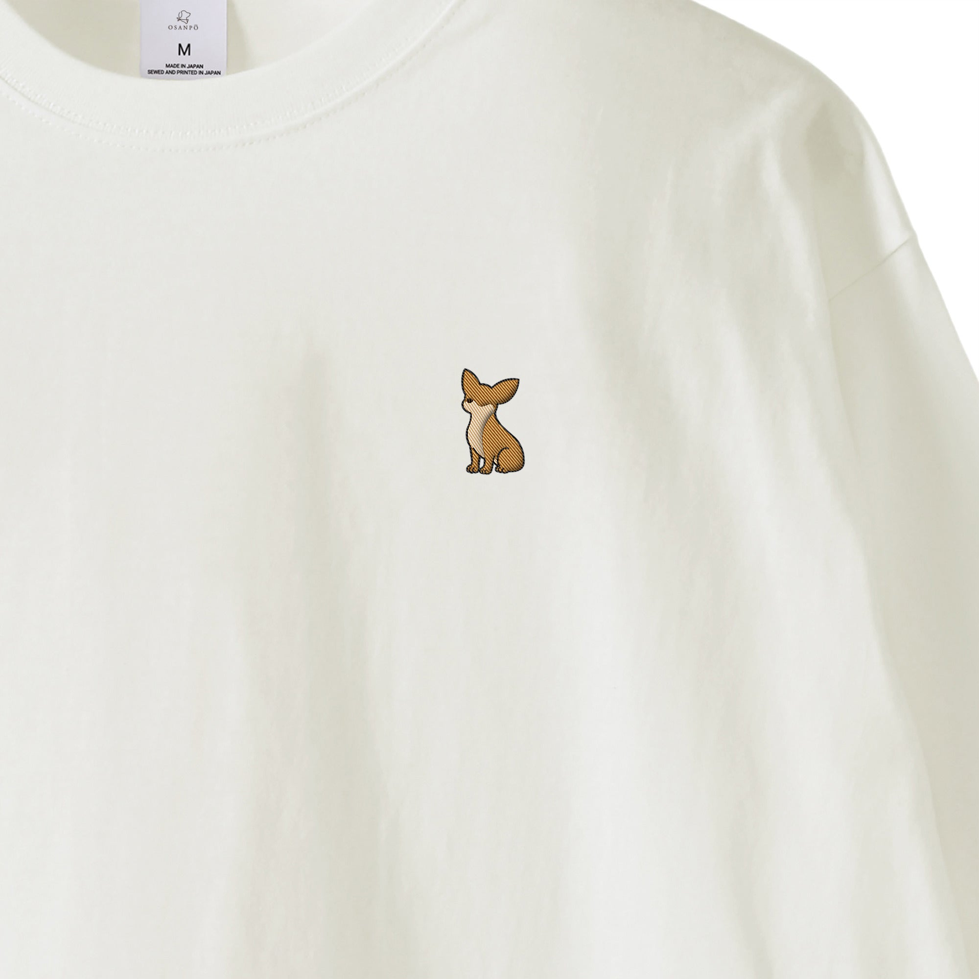ロングスリーブTシャツ 薄手 刺繍 "チワワ レッド" white image