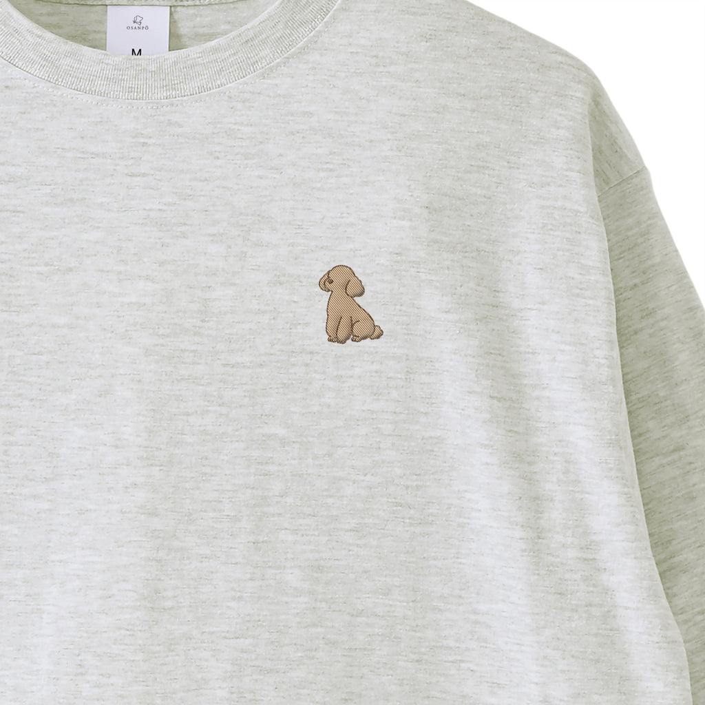 ロングスリーブTシャツ 薄手 刺繍 "トイプードル クリーム" ash image