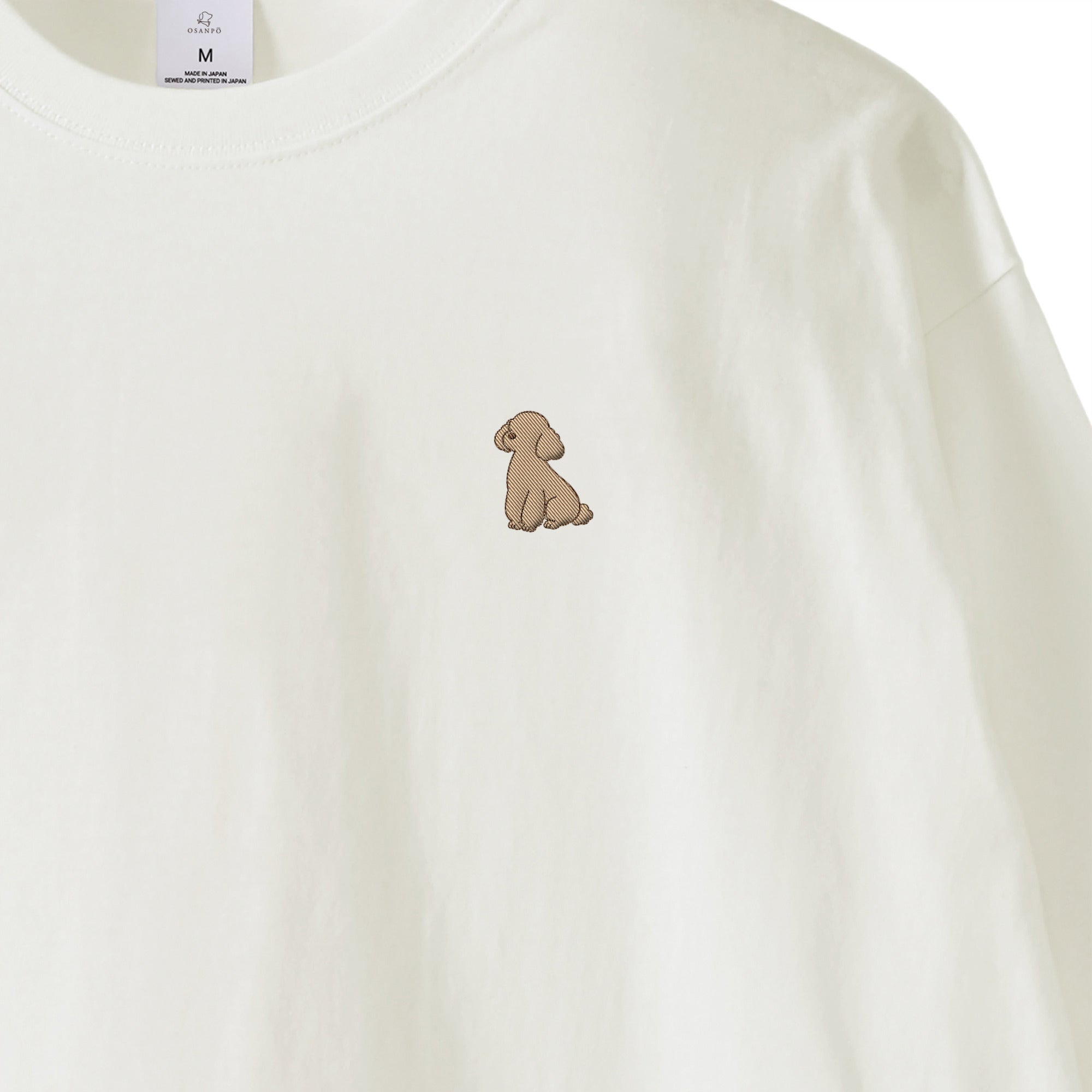 ロングスリーブTシャツ 薄手 刺繍 "トイプードル クリーム" white image