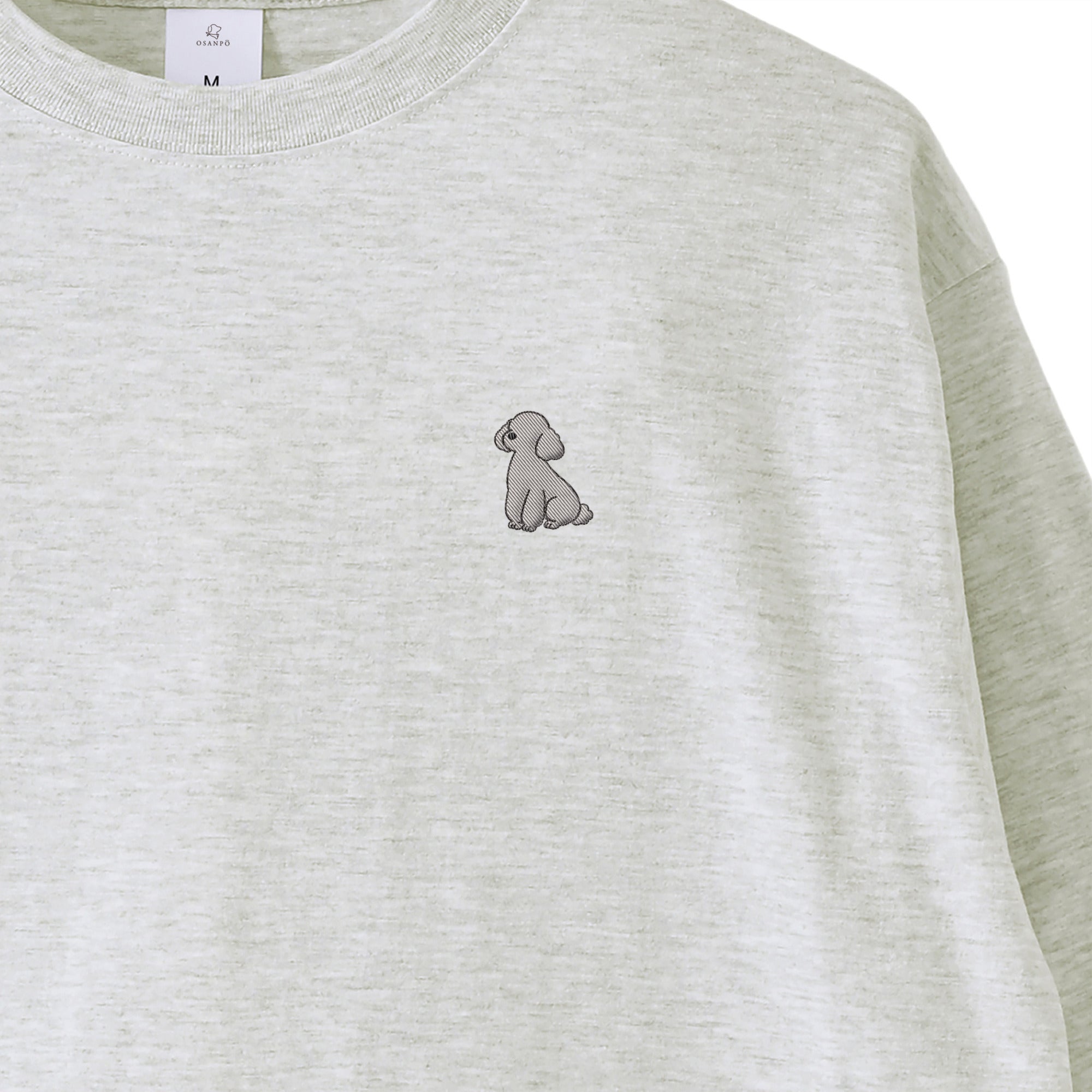 ロングスリーブTシャツ 薄手 刺繍 "トイプードル シルバー" ash image
