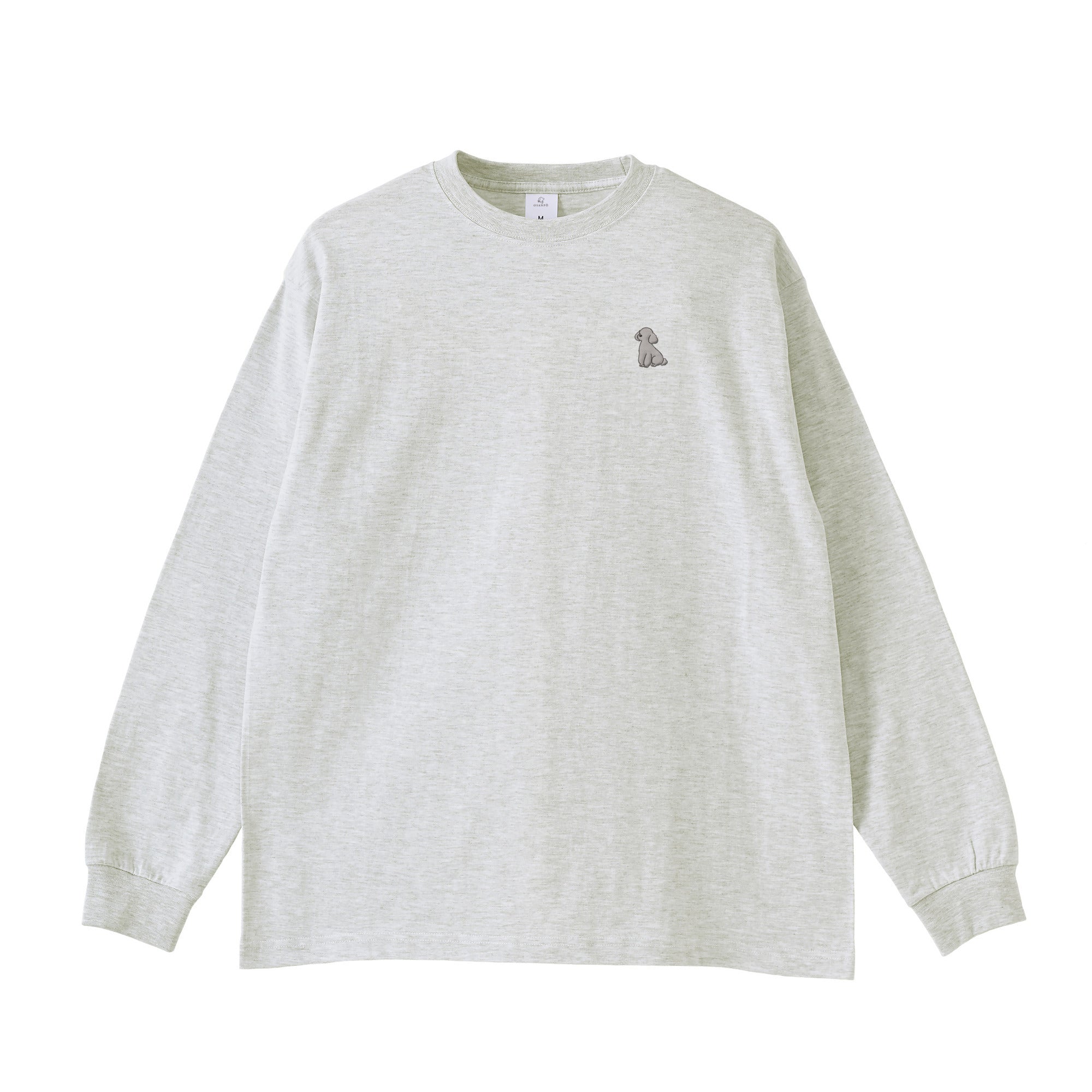 ロングスリーブTシャツ 薄手 刺繍 "トイプードル シルバー" ash image