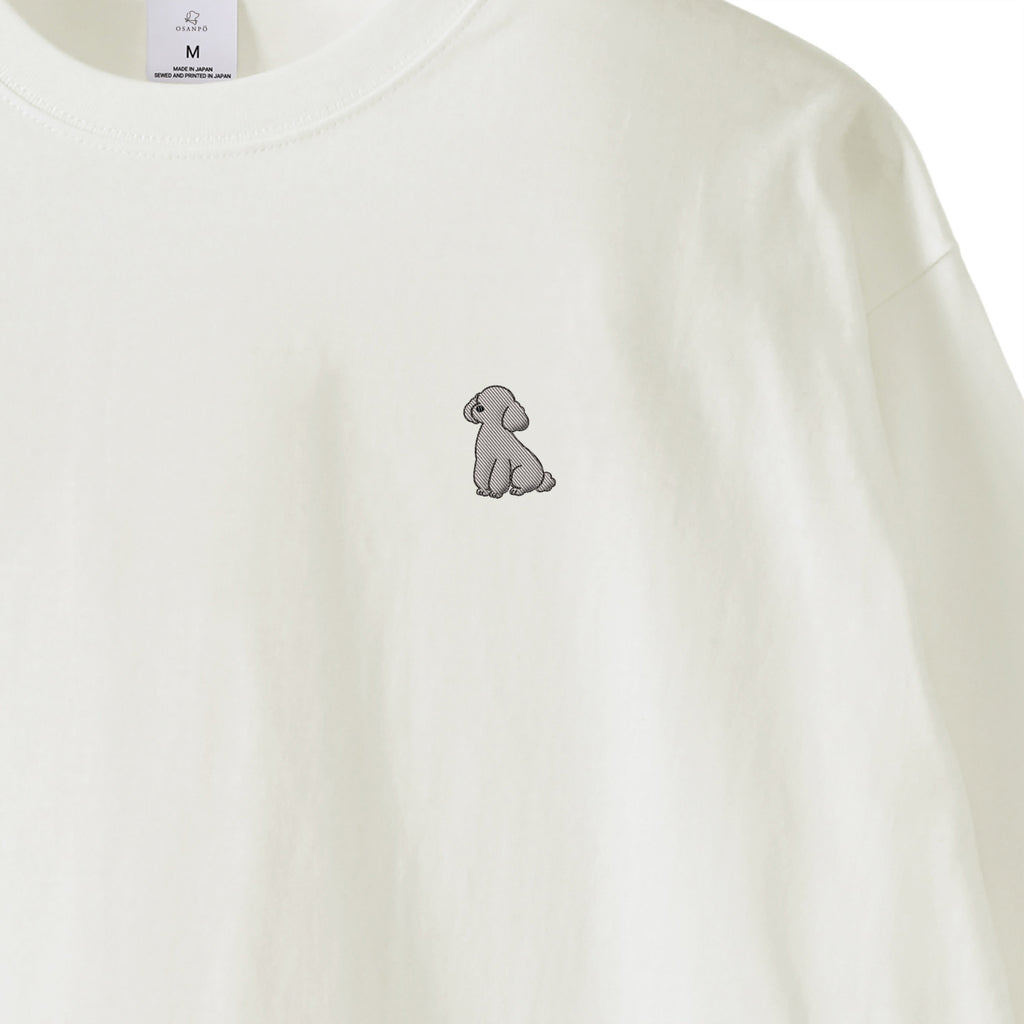 ロングスリーブTシャツ 薄手 刺繍 "トイプードル シルバー" white image