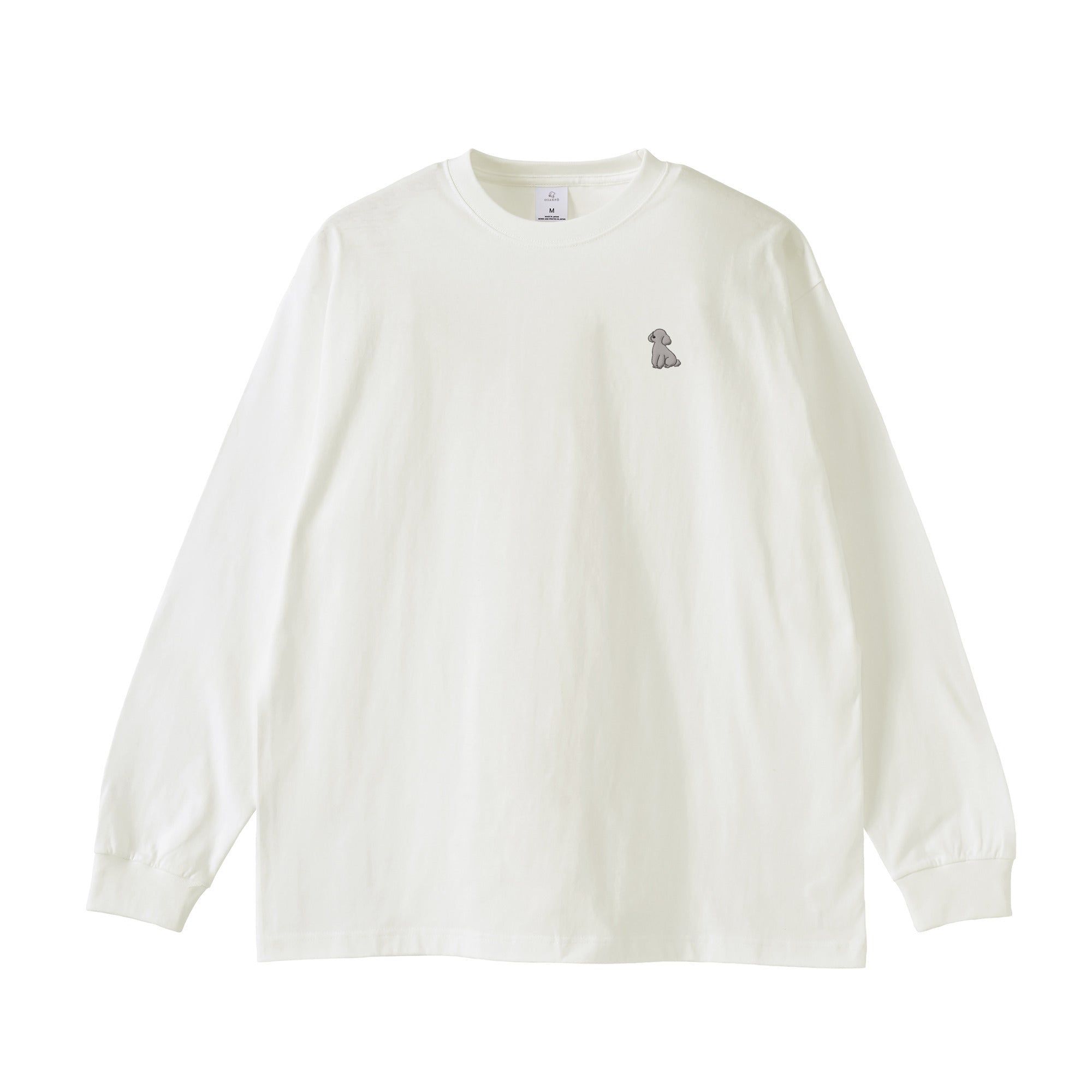 ロングスリーブTシャツ 薄手 刺繍 "トイプードル シルバー" white image