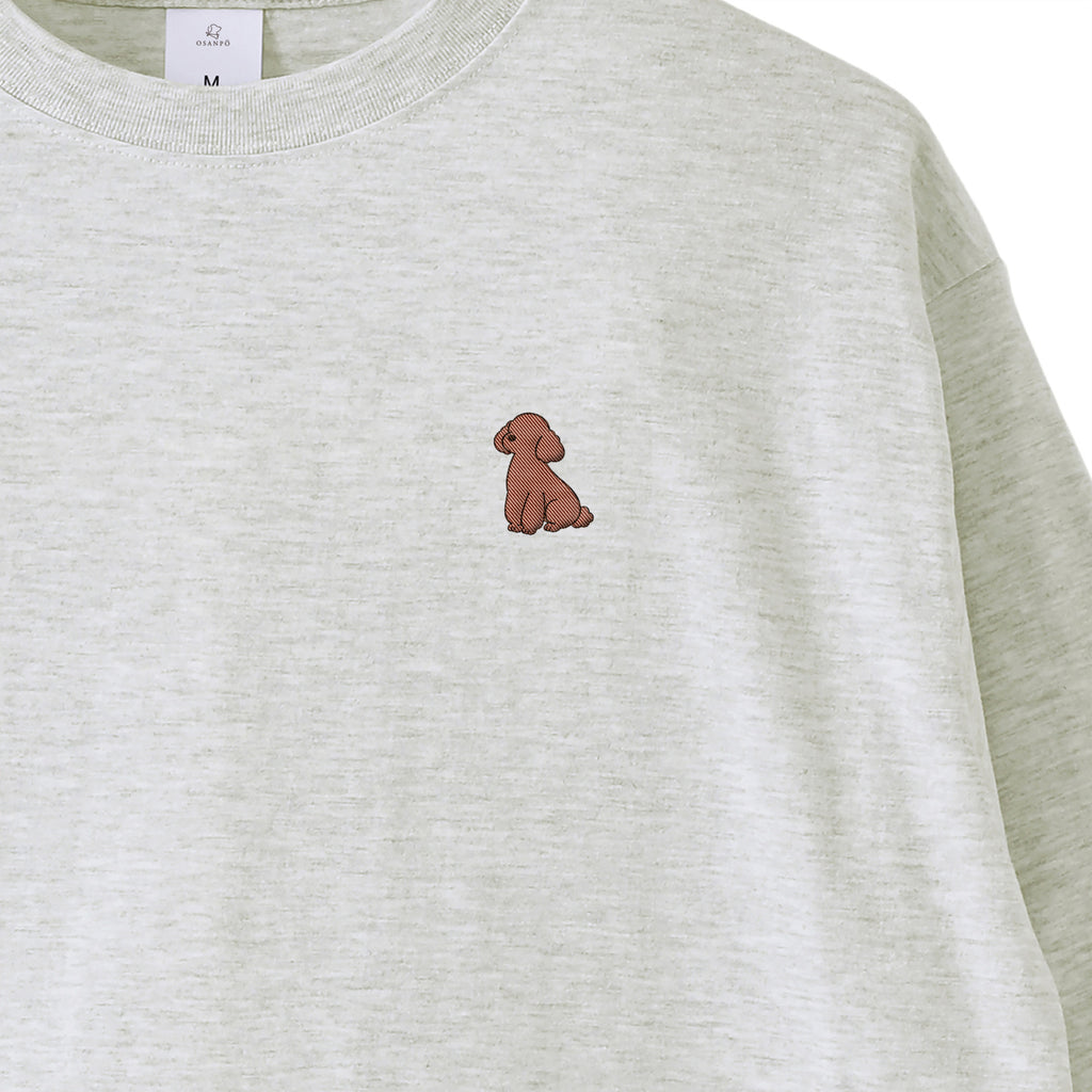 ロングスリーブTシャツ 薄手 刺繍 "トイプードル ブラウン" ash image