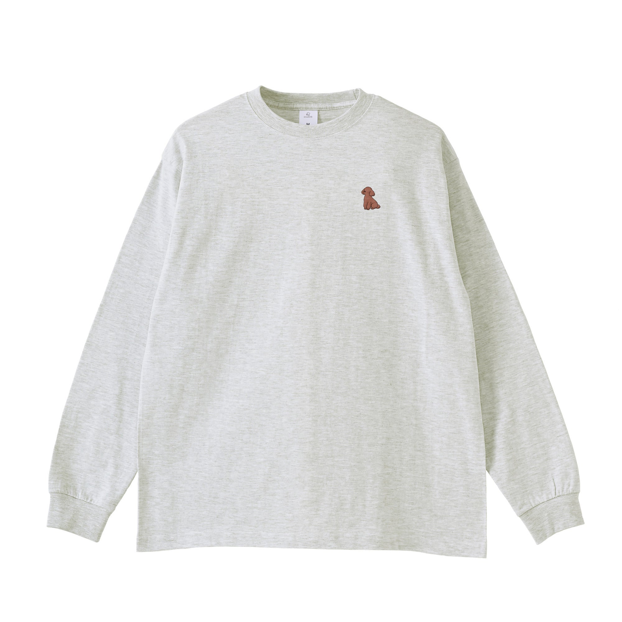 ロングスリーブTシャツ 薄手 刺繍 "トイプードル ブラウン" ash image