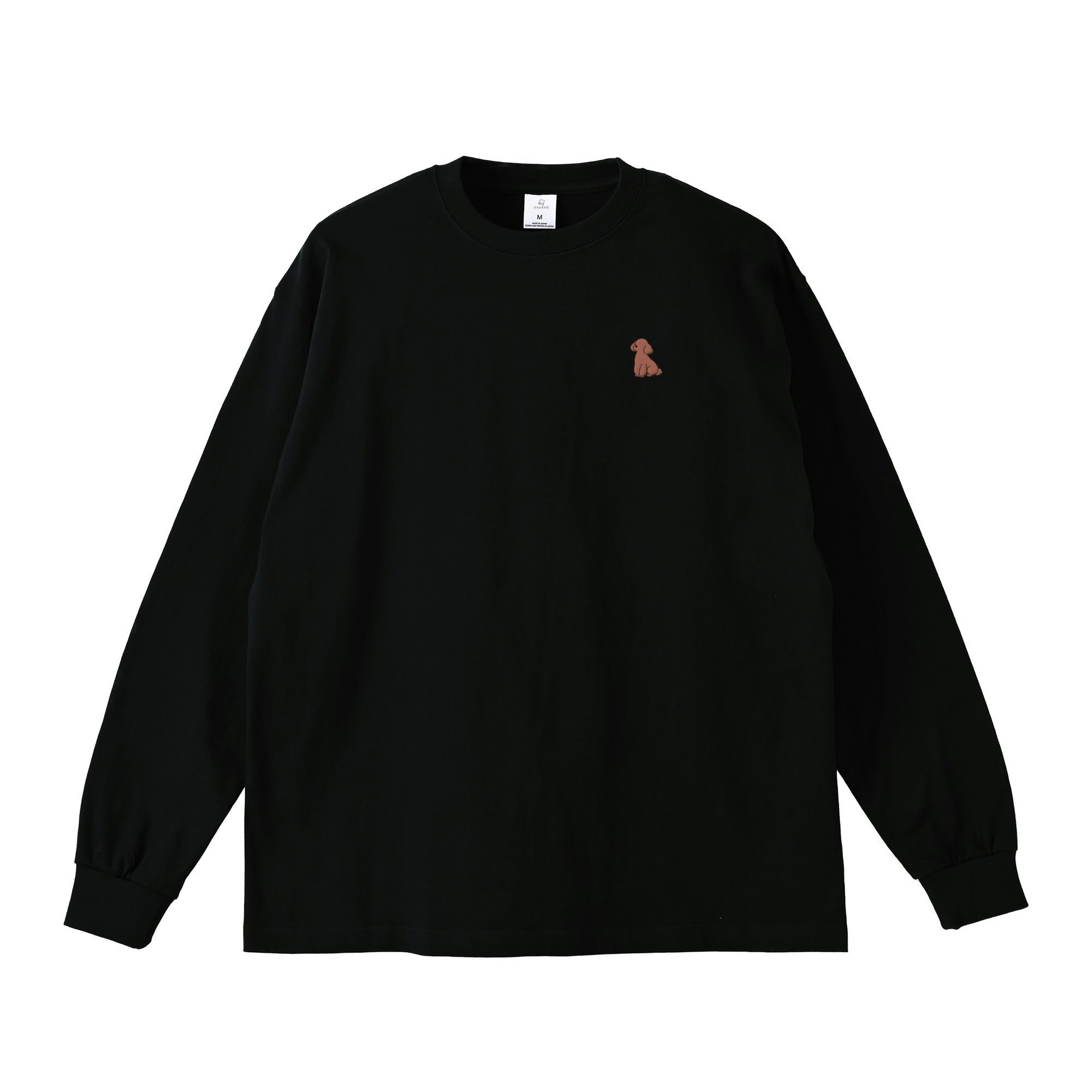 ロングスリーブTシャツ 薄手 刺繍 "トイプードル ブラウン" black image
