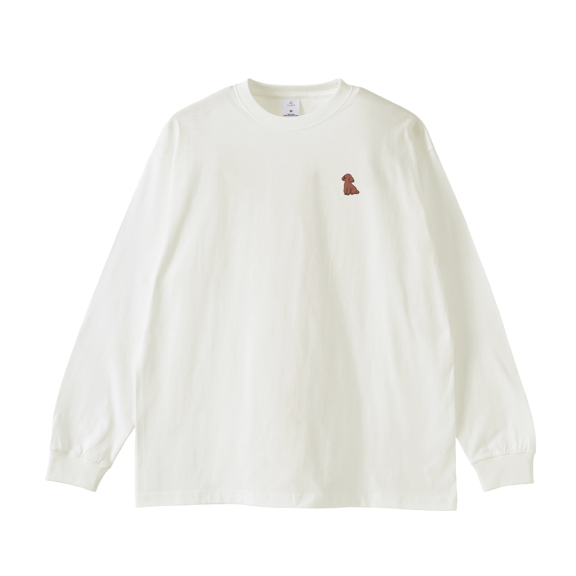ロングスリーブTシャツ 薄手 刺繍 "トイプードル ブラウン" white image