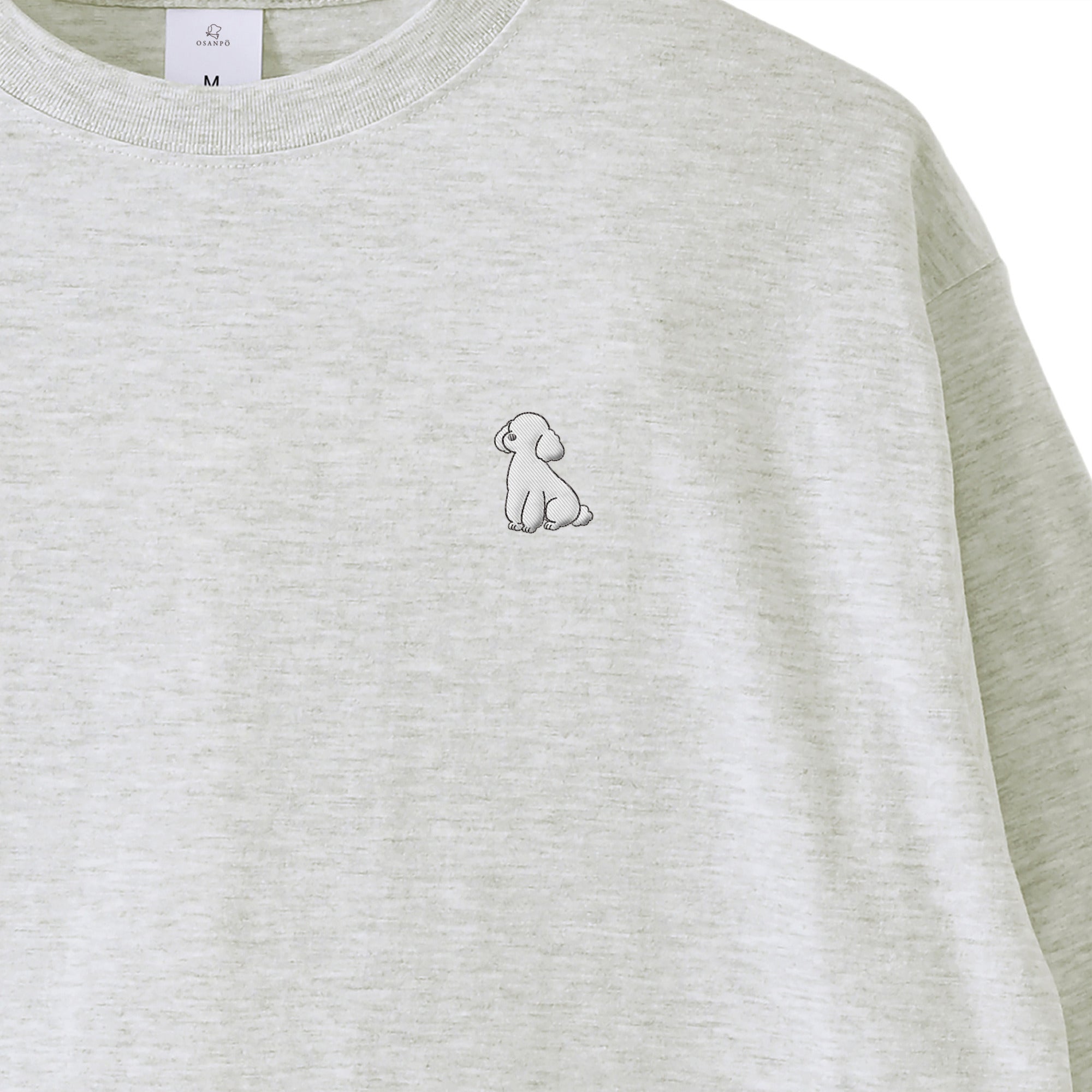 ロングスリーブTシャツ 薄手 刺繍 "トイプードル ホワイト" ash image