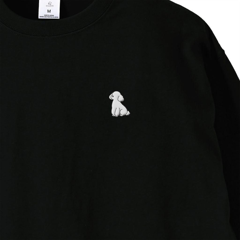 ロングスリーブTシャツ 薄手 刺繍 "トイプードル ホワイト" black image