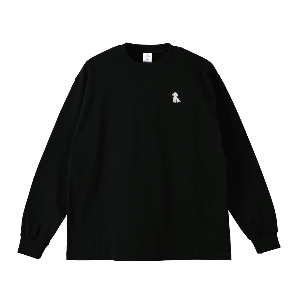 ロングスリーブTシャツ 薄手 刺繍 "トイプードル ホワイト" black image