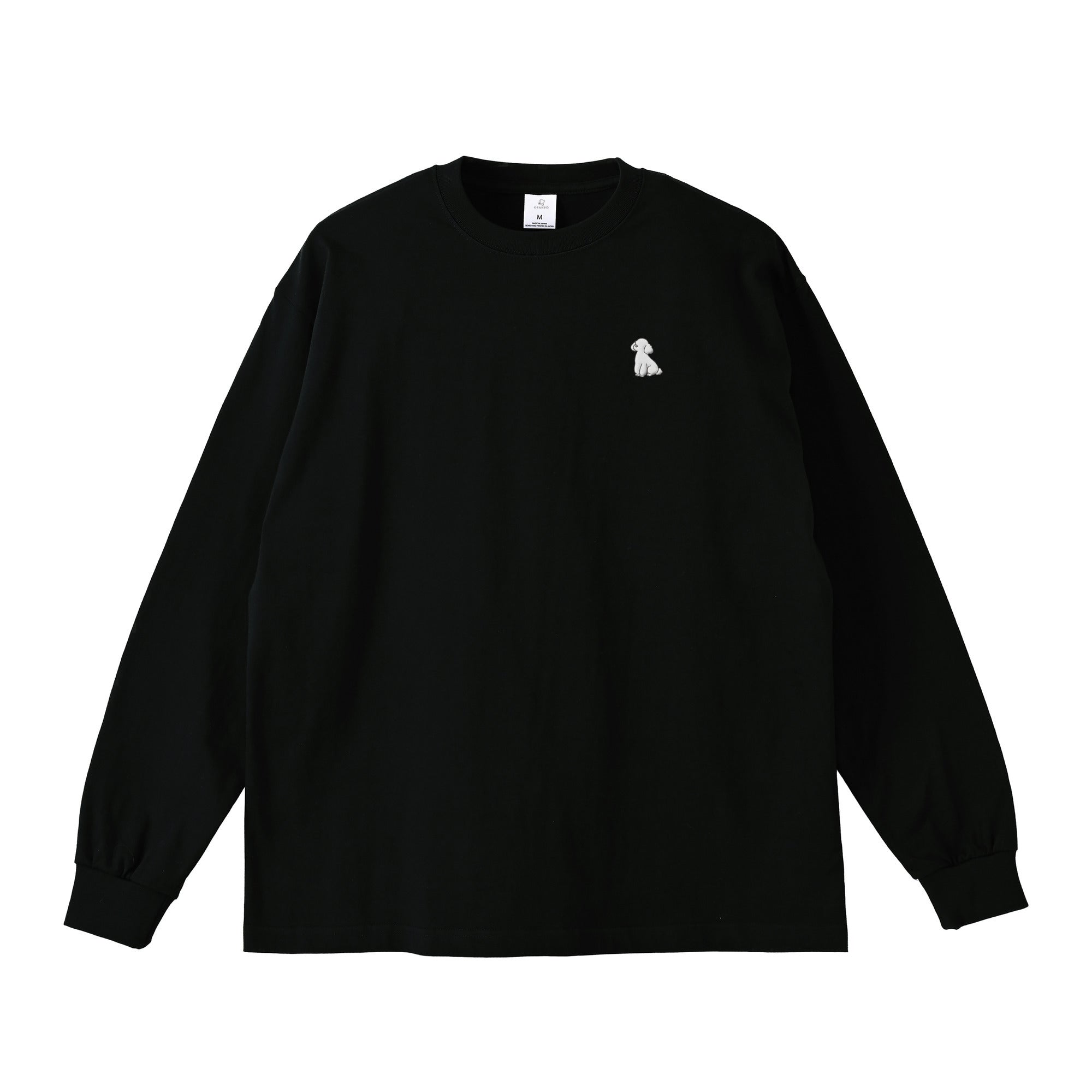 ロングスリーブTシャツ 薄手 刺繍 "トイプードル ホワイト" black image