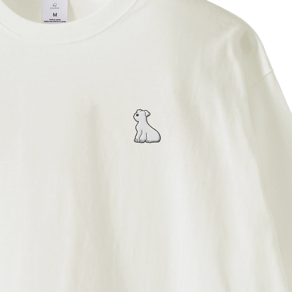 ロングスリーブTシャツ 薄手 刺繍 "シュナウザー ホワイト" white image