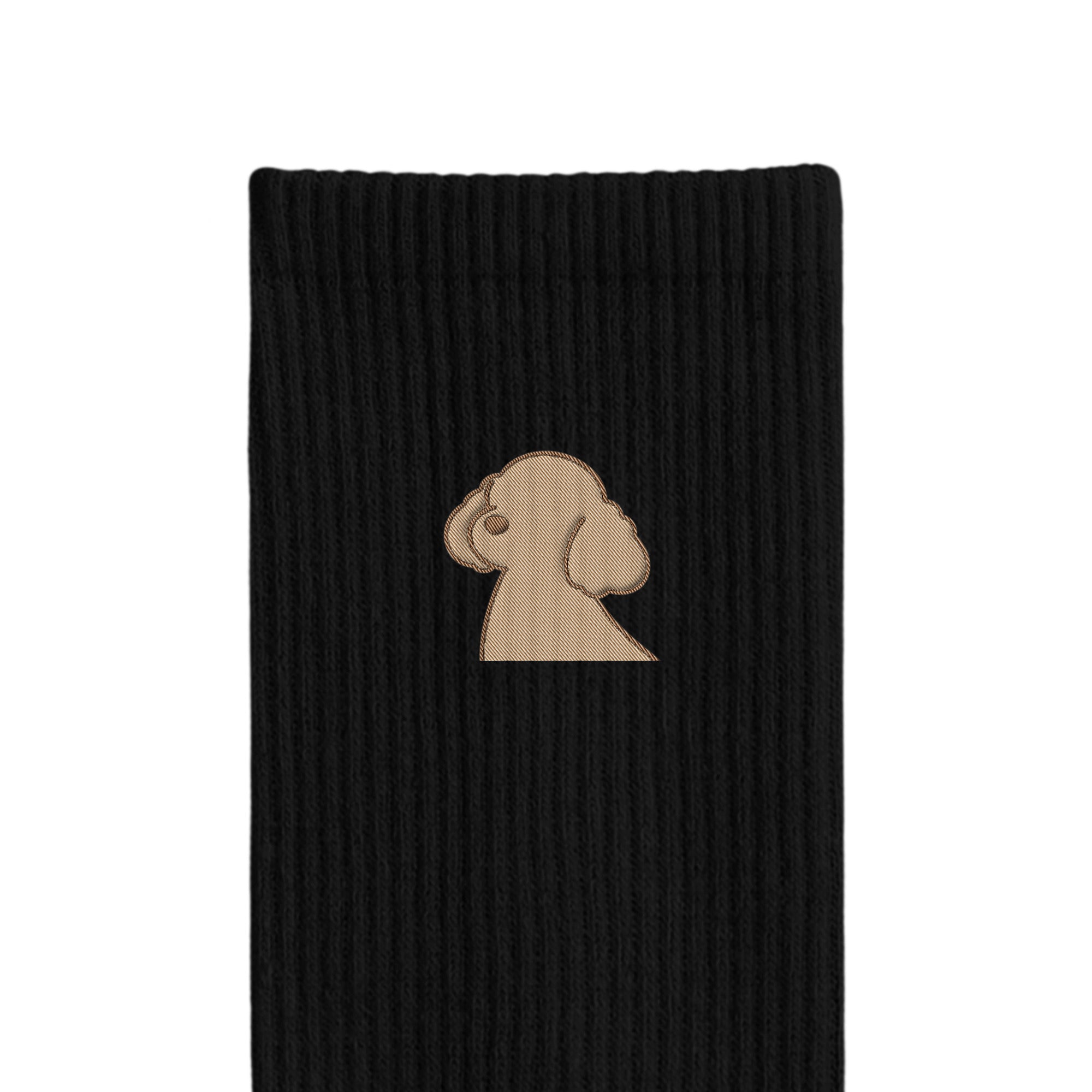 リブソックス ワンポイント刺繍 "トイプードル クリーム" black image