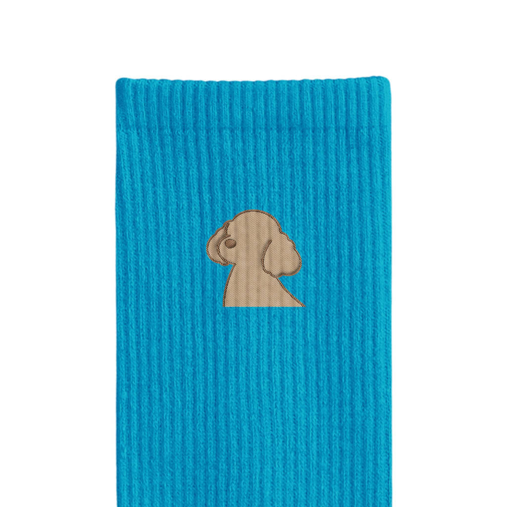 リブソックス ワンポイント刺繍 "トイプードル クリーム" blue image