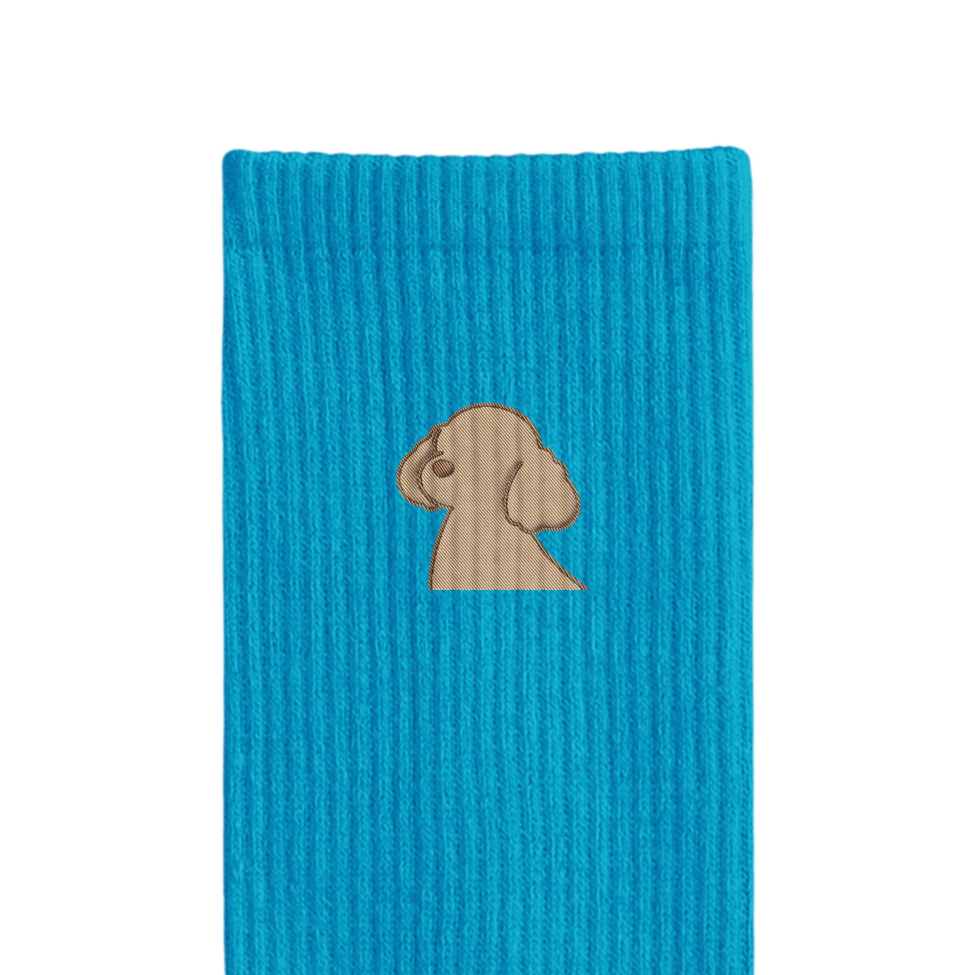 リブソックス ワンポイント刺繍 "トイプードル クリーム" blue image