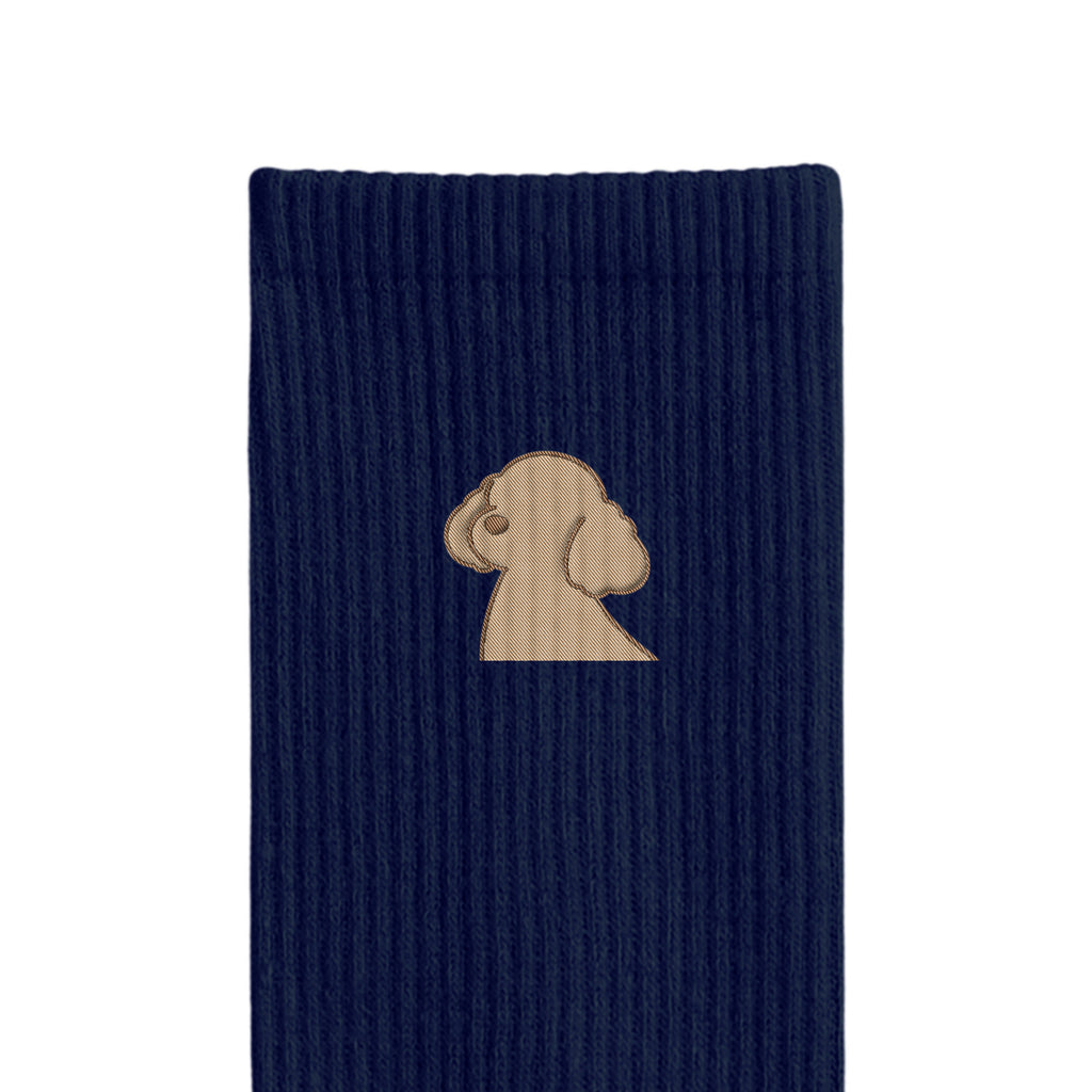 リブソックス ワンポイント刺繍 "トイプードル クリーム" navy image