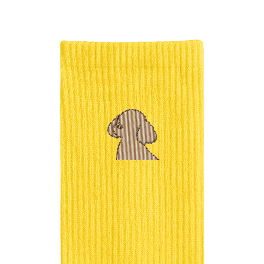 リブソックス ワンポイント刺繍 "トイプードル クリーム" yellow image