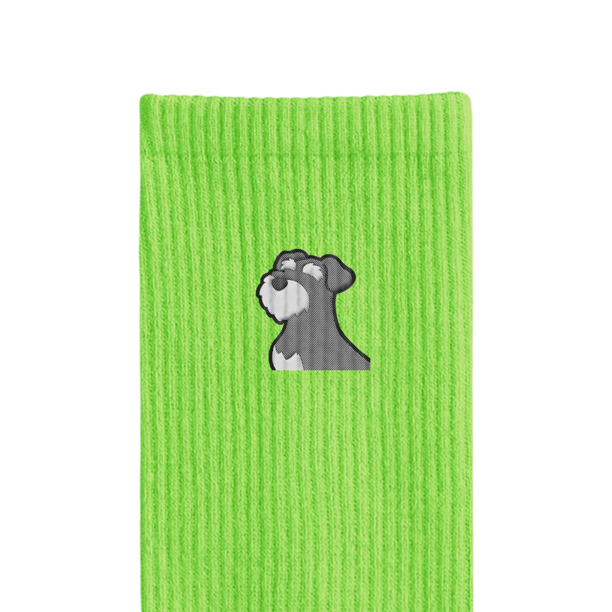 リブソックス ワンポイント刺繍 "シュナウザー ソルト&ペッパー" light-green image