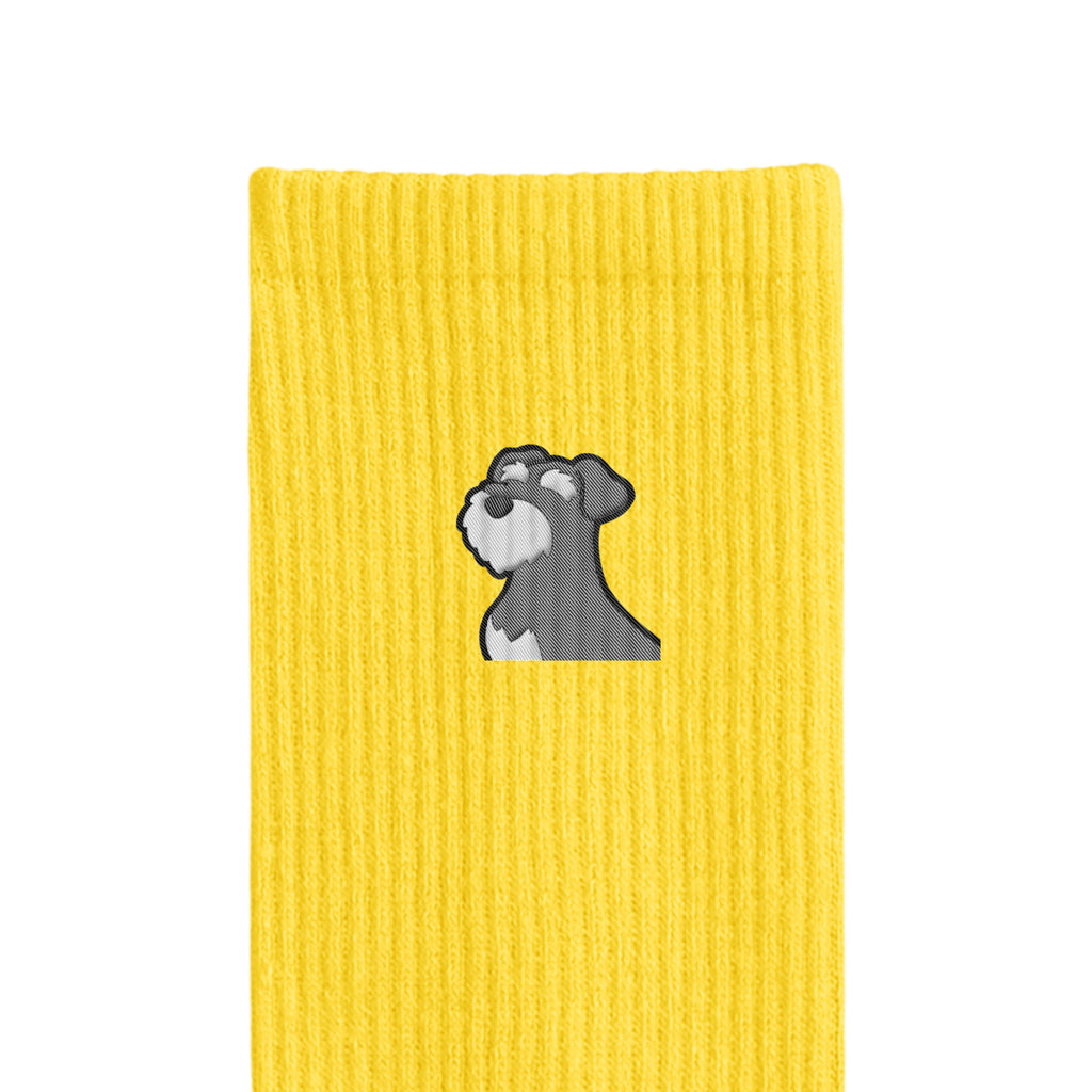 リブソックス ワンポイント刺繍 "シュナウザー ソルト&ペッパー" yellow image