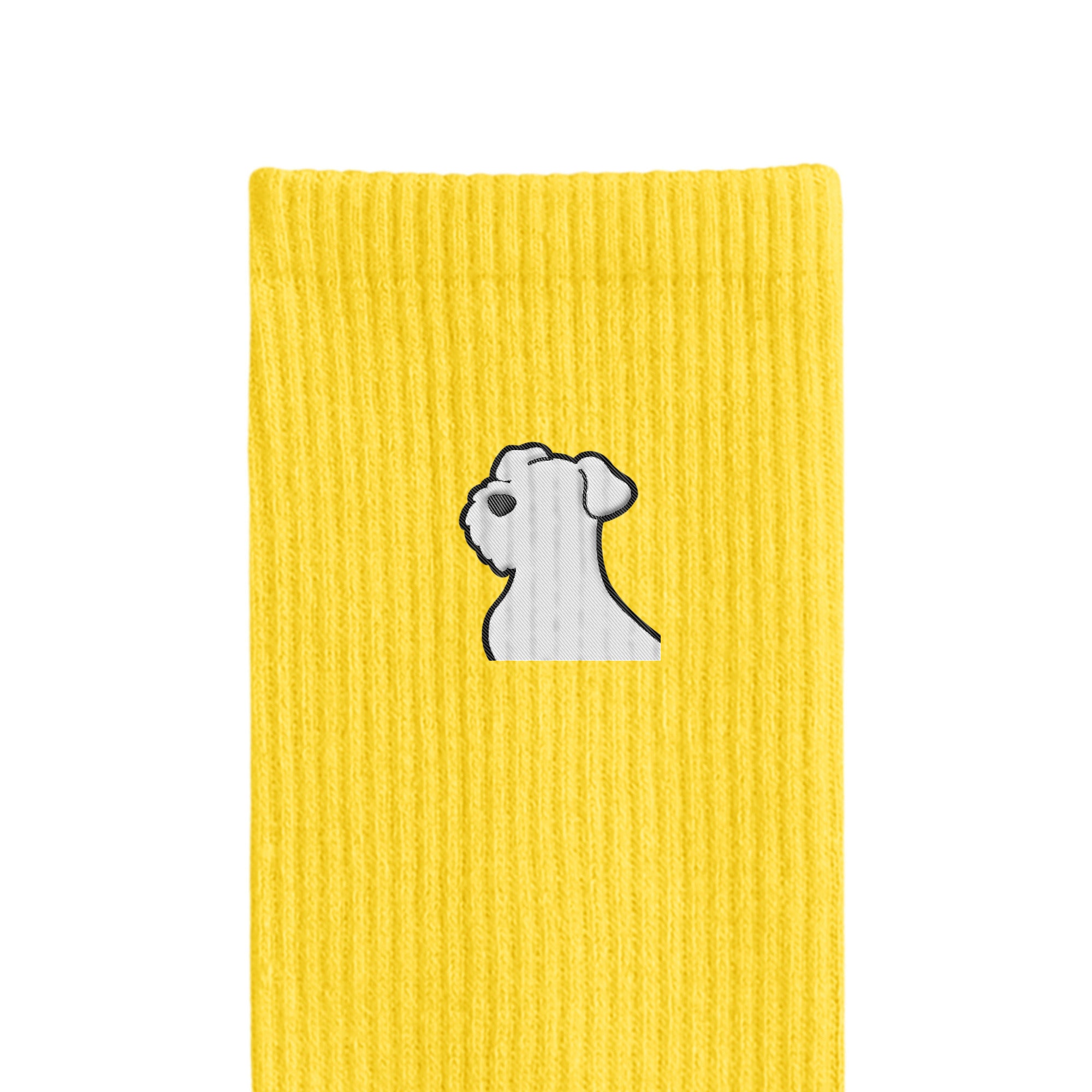 リブソックス ワンポイント刺繍 "シュナウザー ホワイト" yellow image