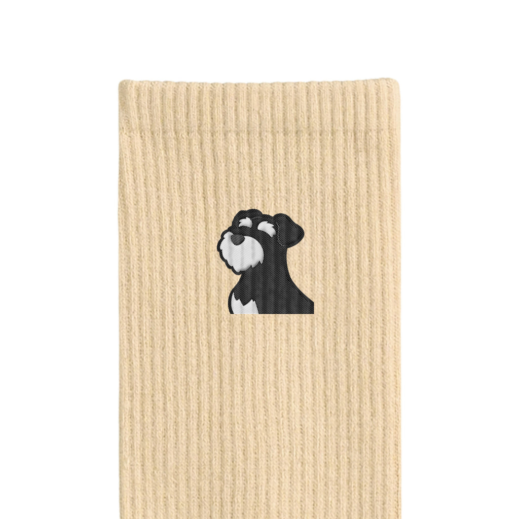 リブソックス ワンポイント刺繍 "シュナウザー ブラック&シルバー" cream image