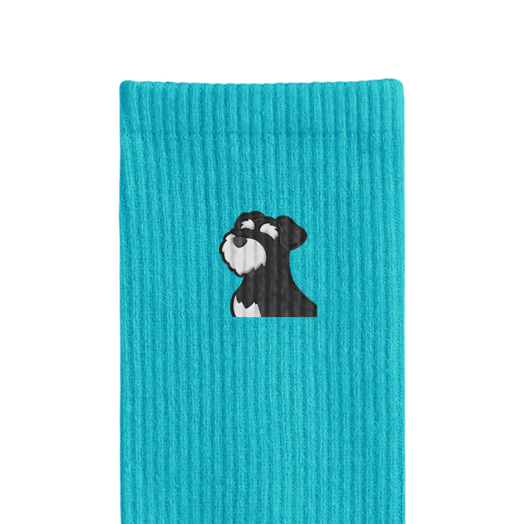 リブソックス ワンポイント刺繍 "シュナウザー ブラック&シルバー" light-blue image