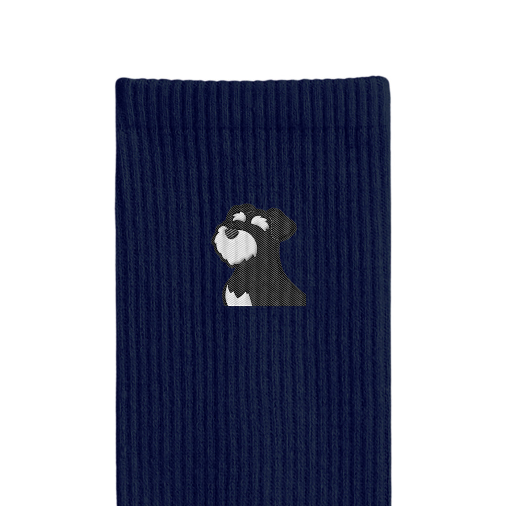 リブソックス ワンポイント刺繍 "シュナウザー ブラック&シルバー" navy image