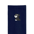リブソックス ワンポイント刺繍 "シュナウザー ブラック&シルバー" navy image