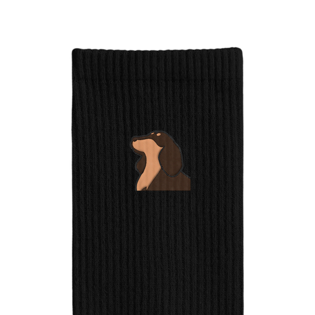 リブソックス ワンポイント刺繍 "ダックス チョコタン" black image