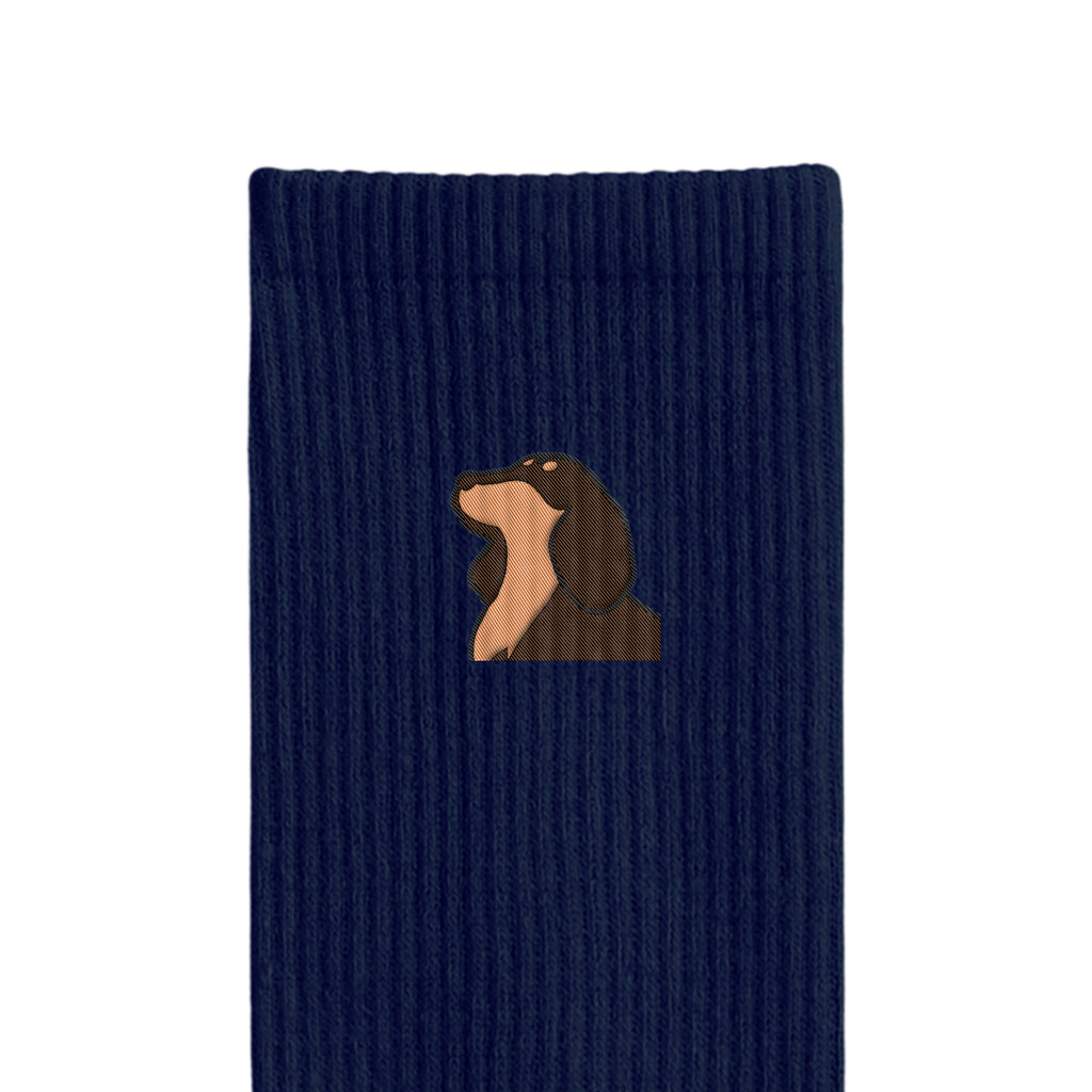 リブソックス ワンポイント刺繍 "ダックス チョコタン" navy image