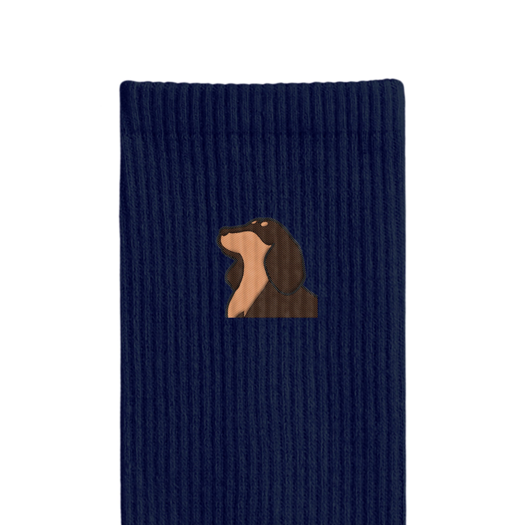 リブソックス ワンポイント刺繍 "ダックス チョコタン" navy image