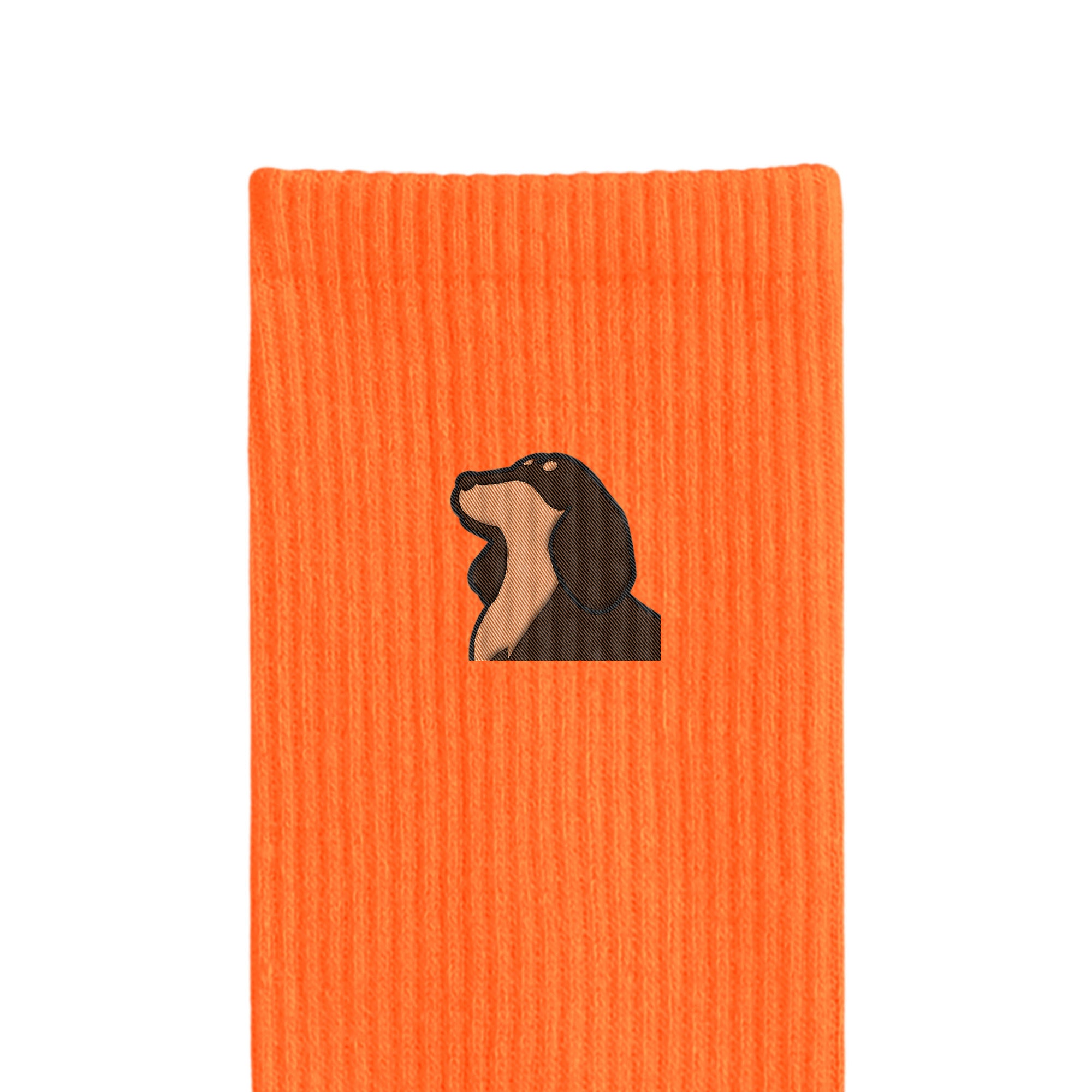 リブソックス ワンポイント刺繍 "ダックス チョコタン" orange image
