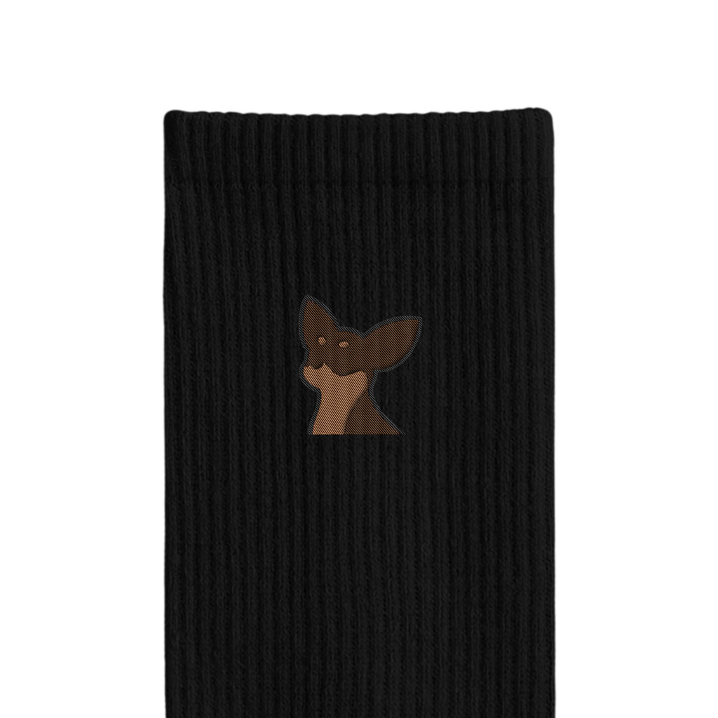 リブソックス ワンポイント刺繍 "チワワ チョコタン" black image