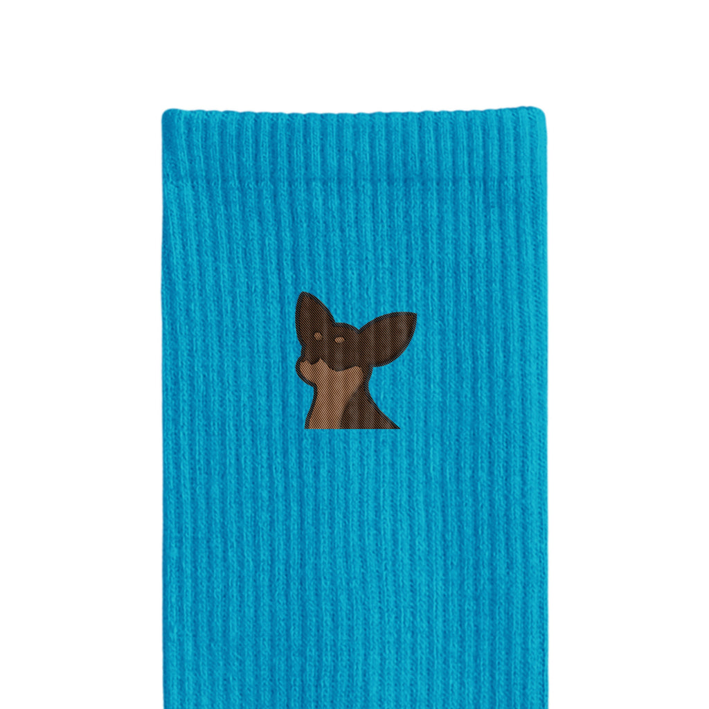 リブソックス ワンポイント刺繍 "チワワ チョコタン" blue image