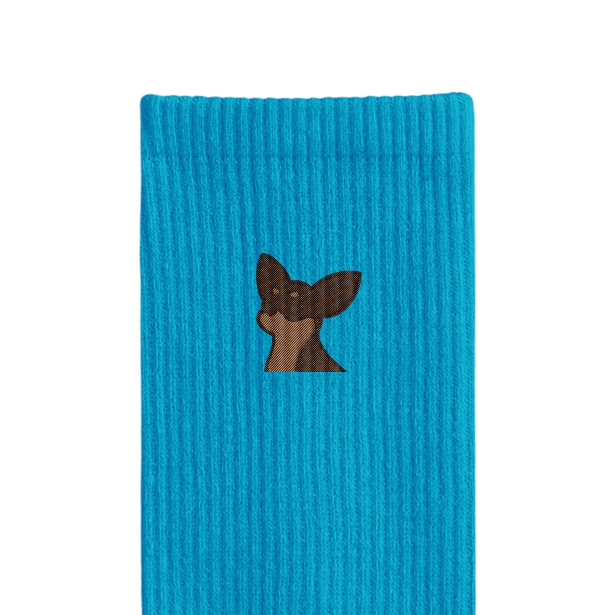 リブソックス ワンポイント刺繍 "チワワ チョコタン" blue image