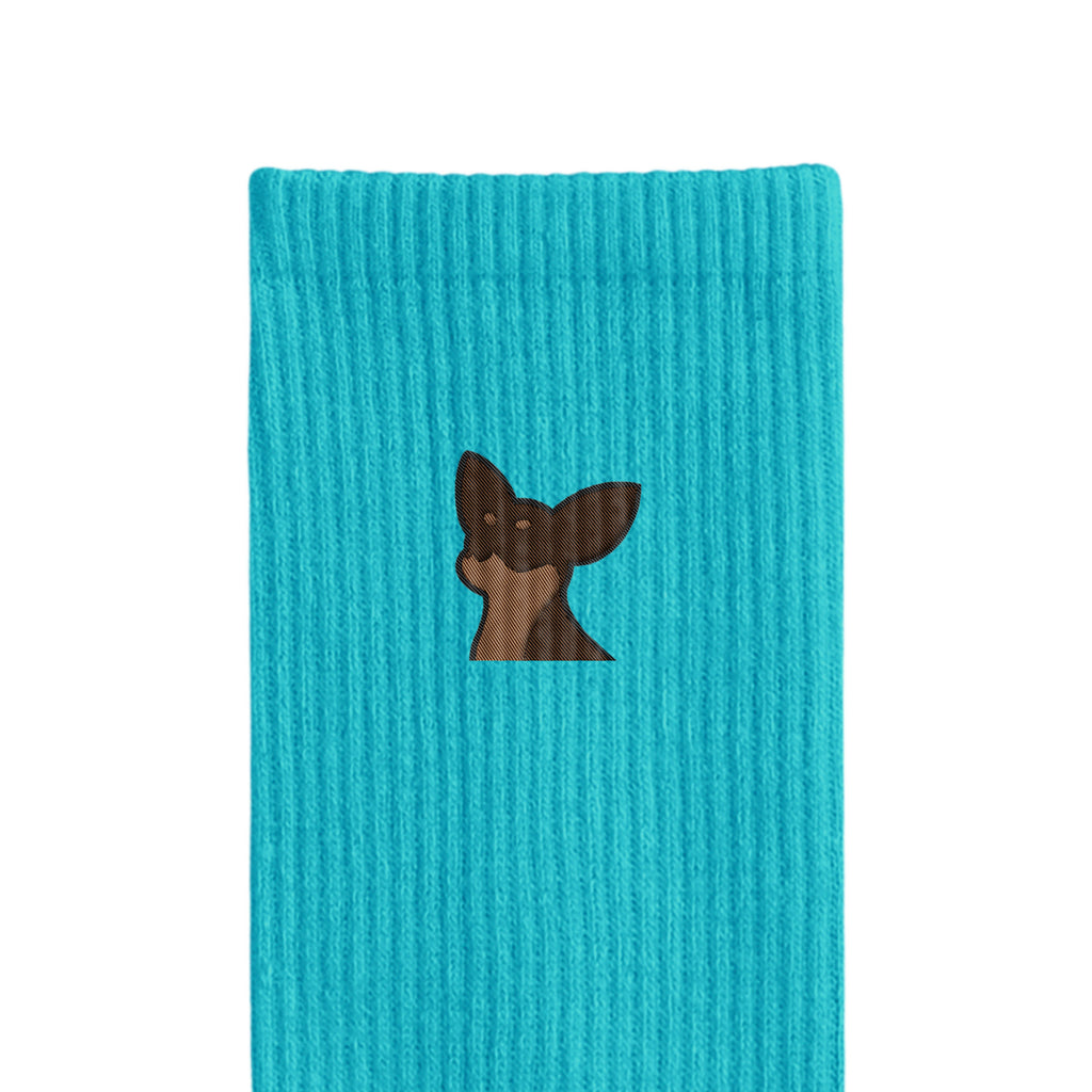 リブソックス ワンポイント刺繍 "チワワ チョコタン" light-blue image