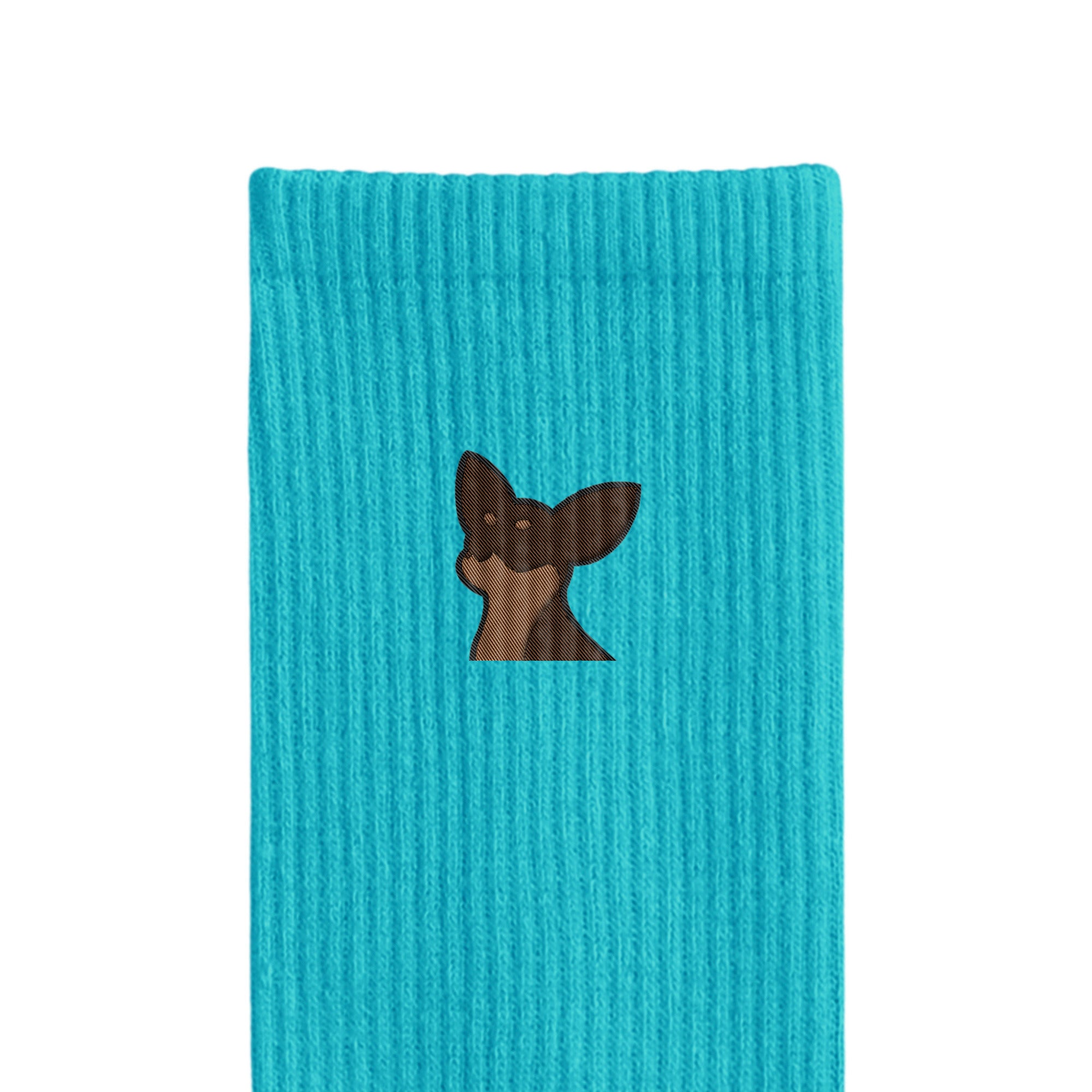 リブソックス ワンポイント刺繍 "チワワ チョコタン" light-blue image